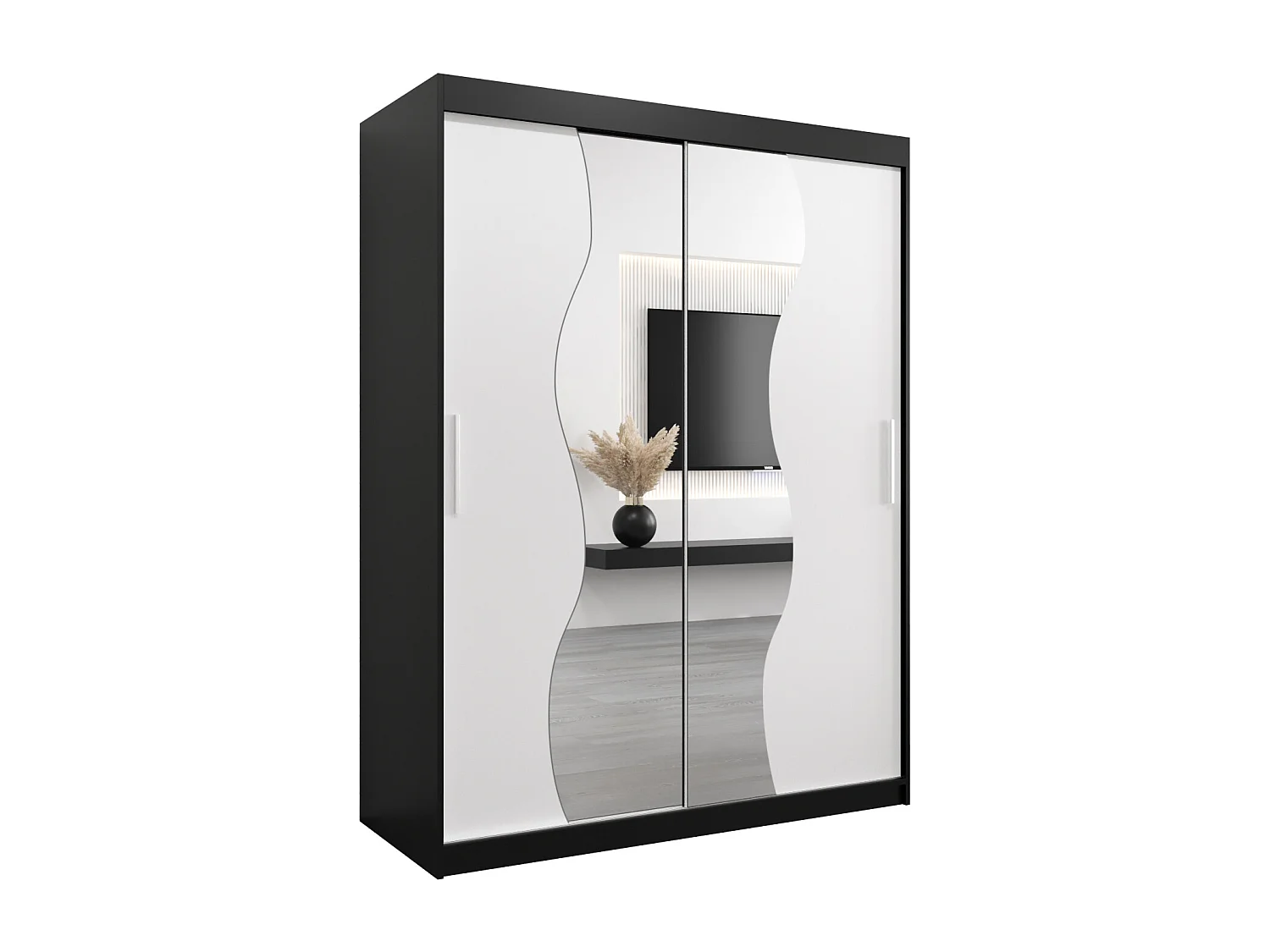 MADRYT KLEDINGKAST MET SCHUIFDEUREN 200/150/62 2 deuren (zwart/wit)