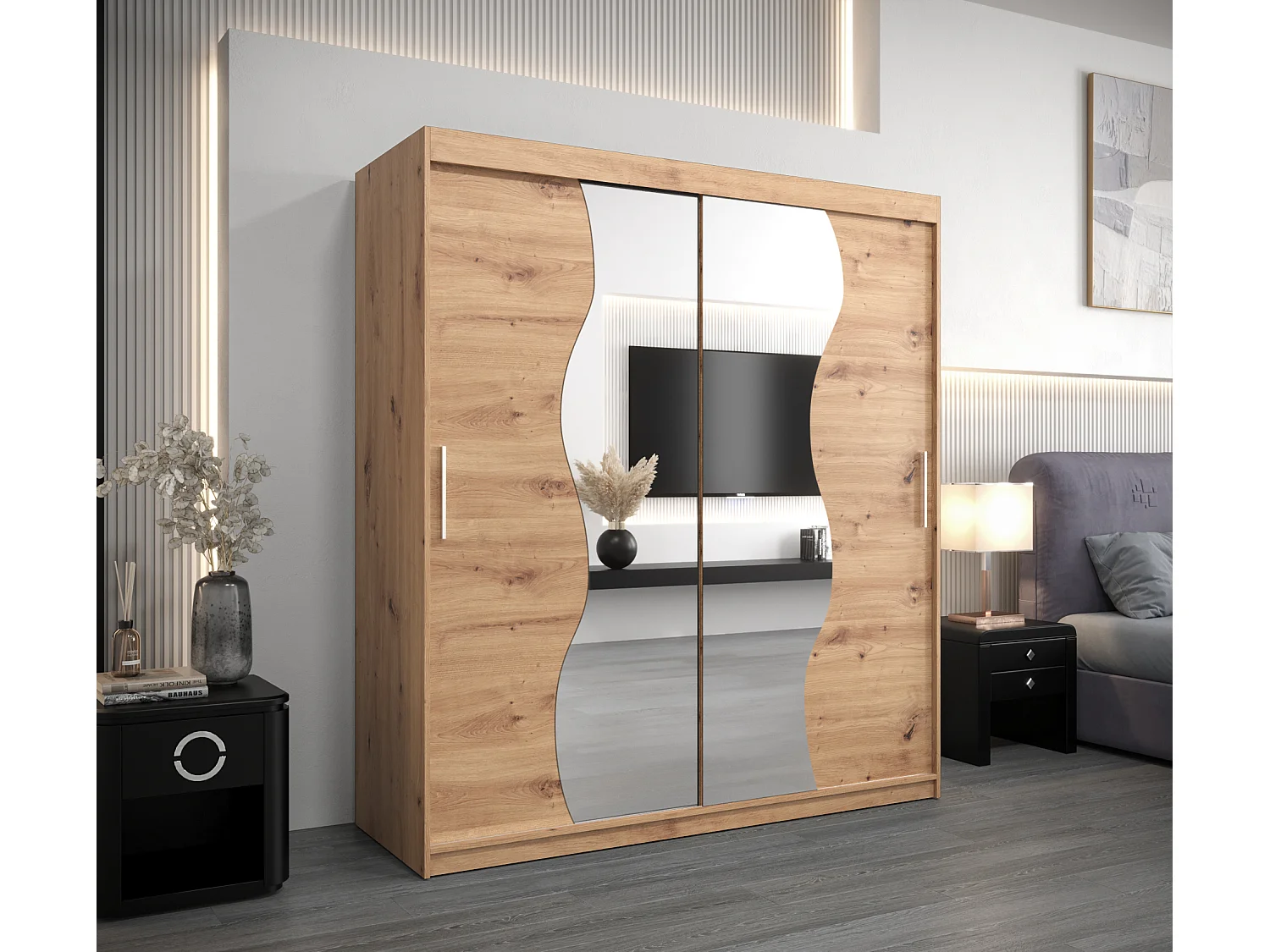 ARMOIRE MADRYT À PORTES COULISSANTES 200/180/62 2 Portes (Artisan/Artisan)