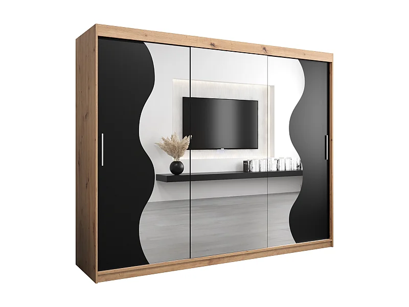 SCHWEBETÜRENSCHRANK MADRYT 200/250/62 3-türig (Artisan/Schwarz)