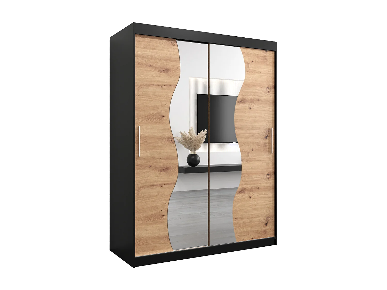 MADRYT KLEDINGKAST MET SCHUIFDEUREN 200/150/62 2 deuren (zwart/artisan)