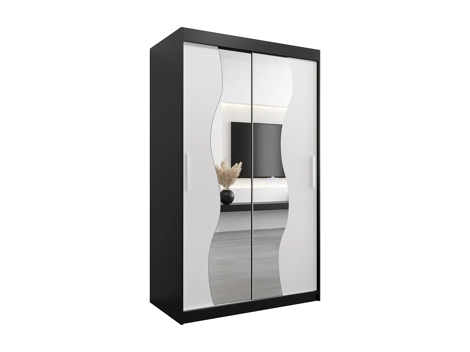 ARMOIRE MADRYT À PORTES COULISSANTES 200/120/62 2 Portes (Noir/Blanc)