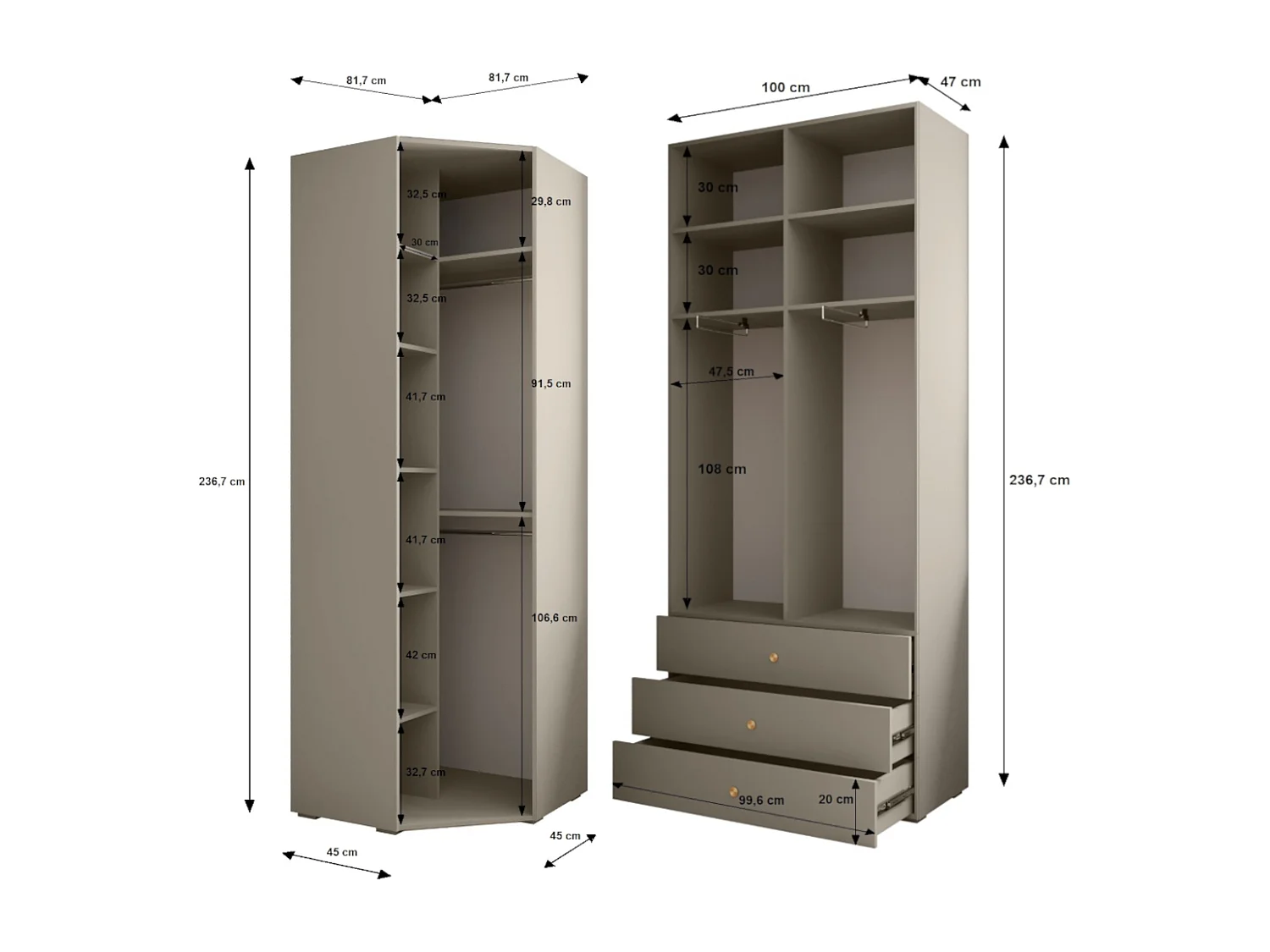 Inova kledingkast Z7 236,7/182/62