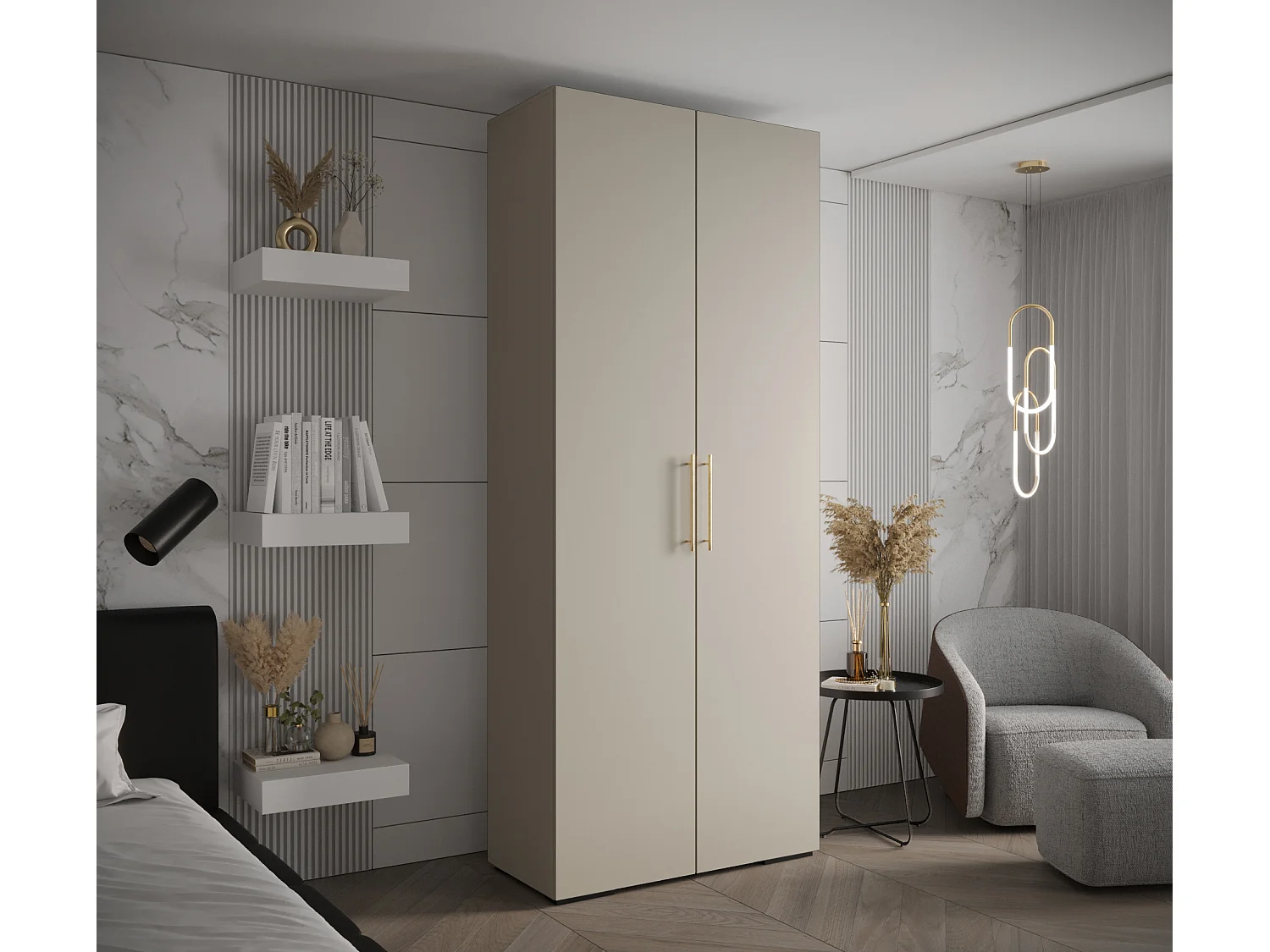 Armadio Inova 3 a ante battenti 236,7/100/47 2 porte (Grigio/D'oro)