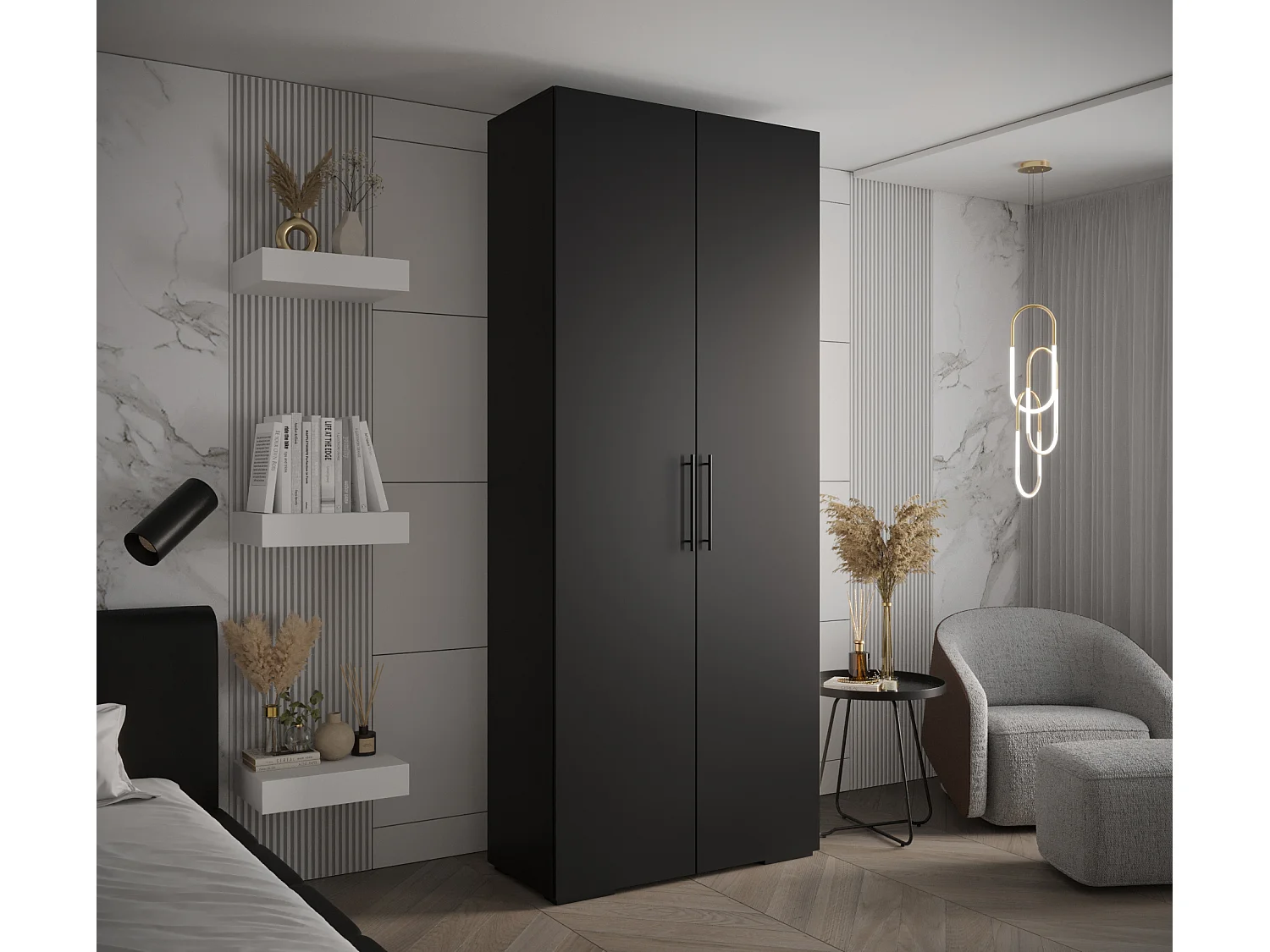 Armadio Inova 3 a ante battenti 236,7/100/47 2 porte (Nero/Nero)