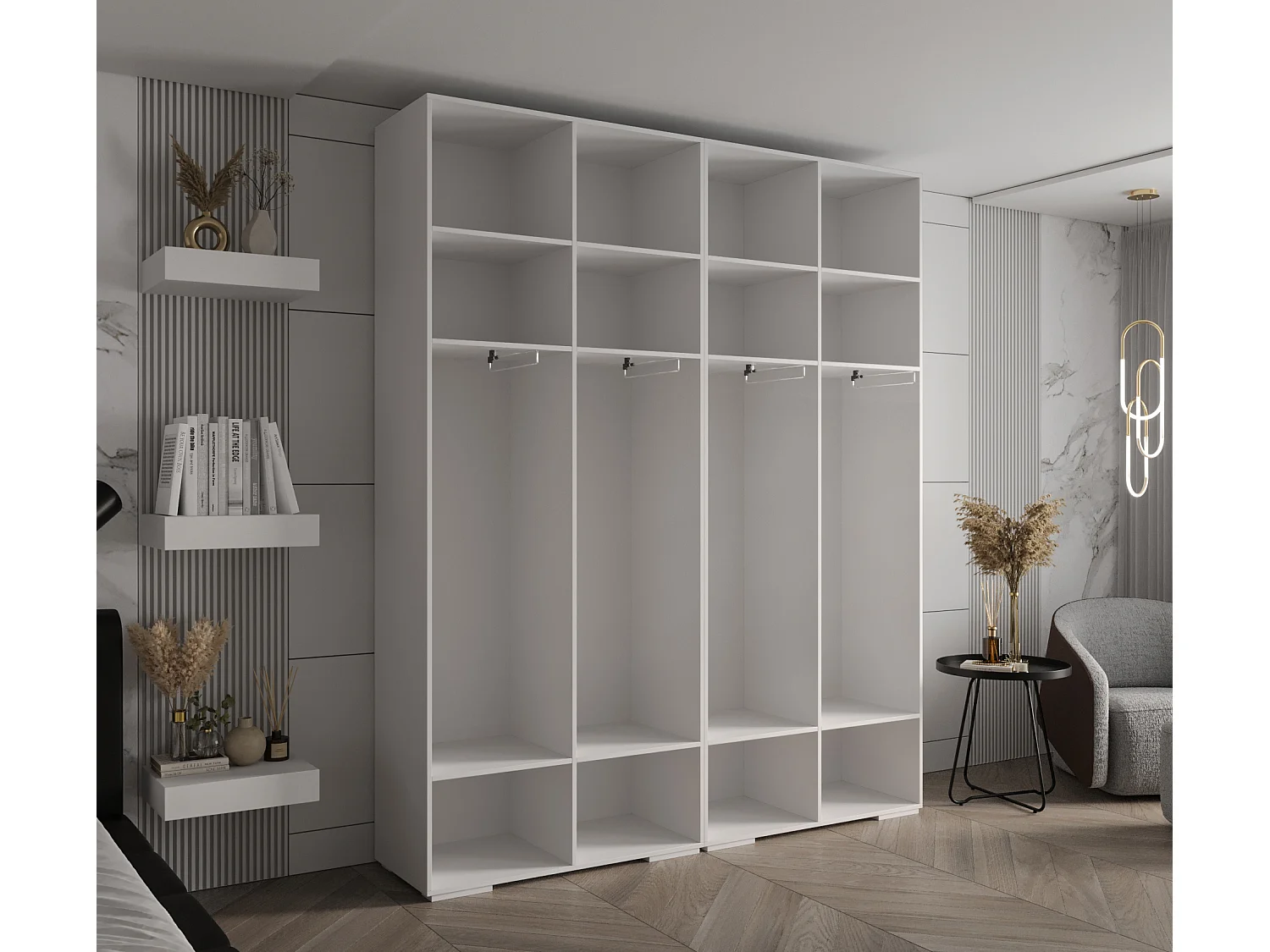 Armadio Inova 4 a ante battenti 236,7/200/47 4 porte (Bianco/Nero)