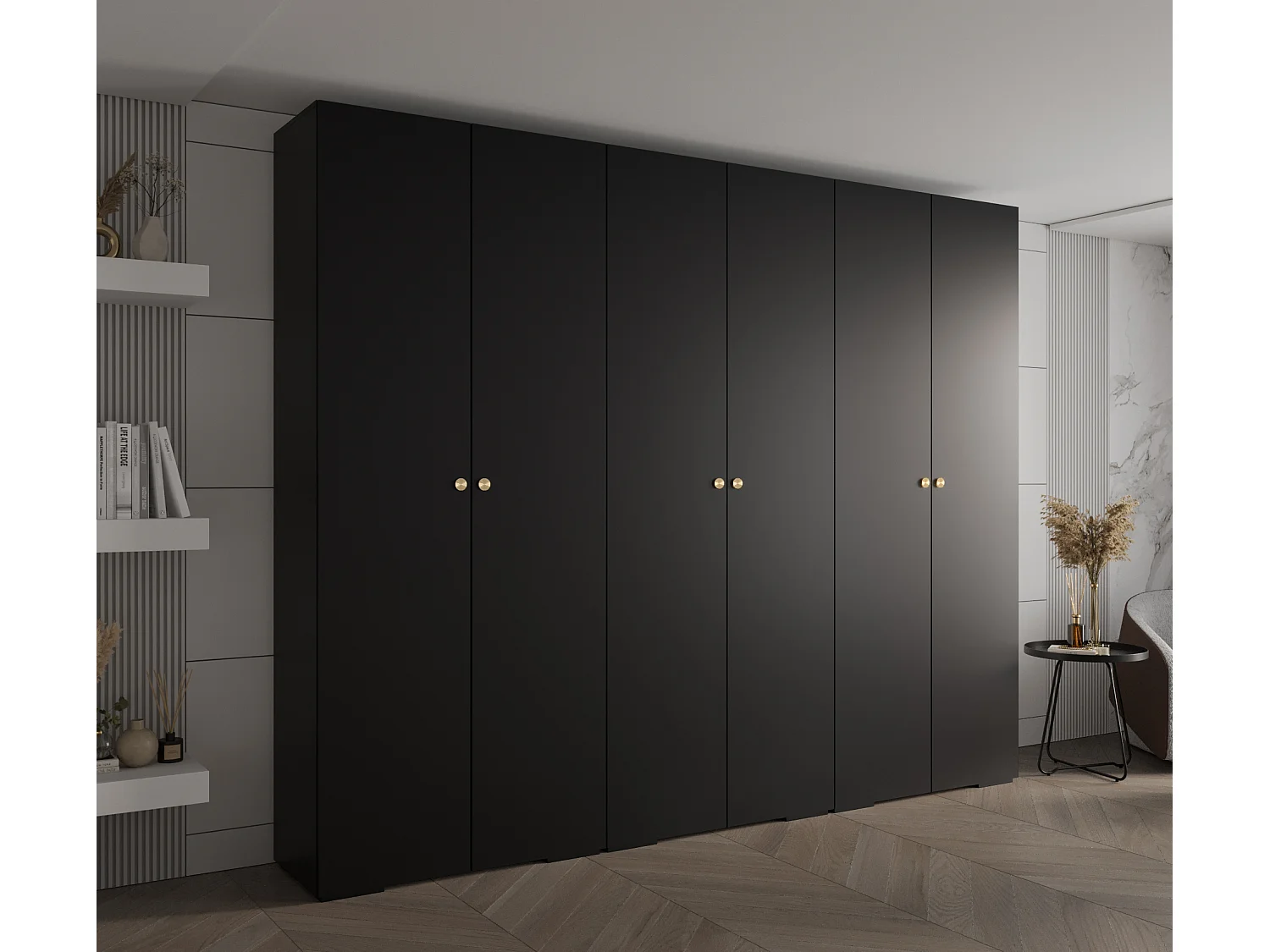 SCHWEBETÜRENSCHRANK INOVA 2 236,7/300/47 (Schwarz/Golden)