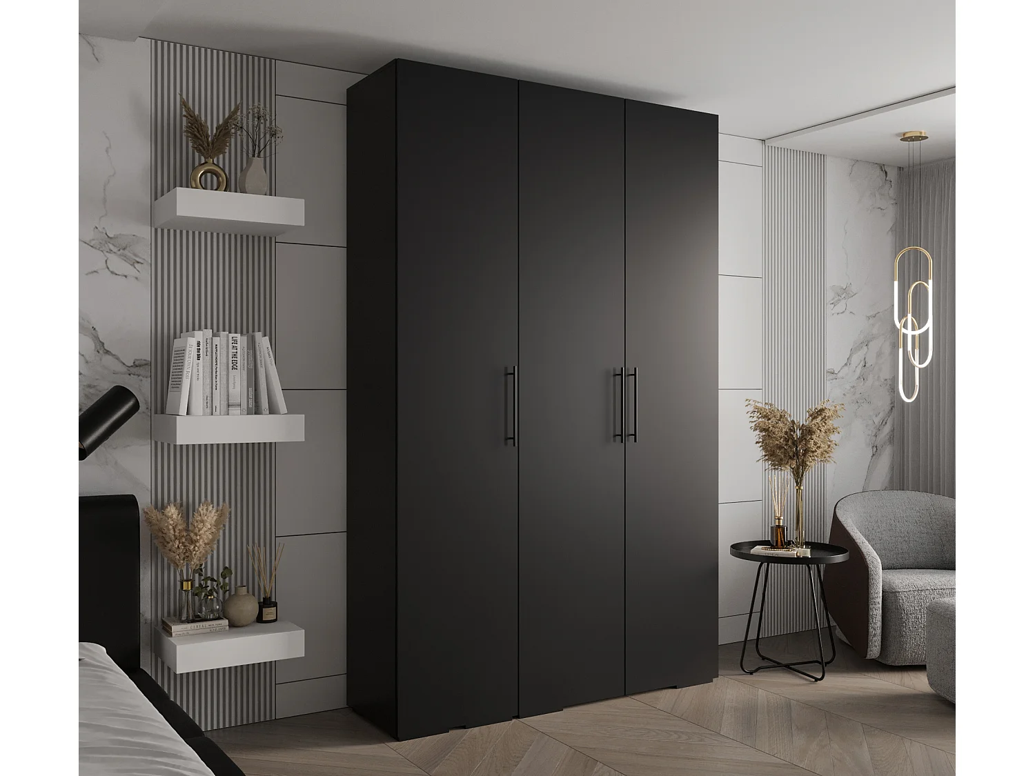 Armadio Inova 3 a ante battenti 236,7/150/47 3 porte (Nero/Nero)