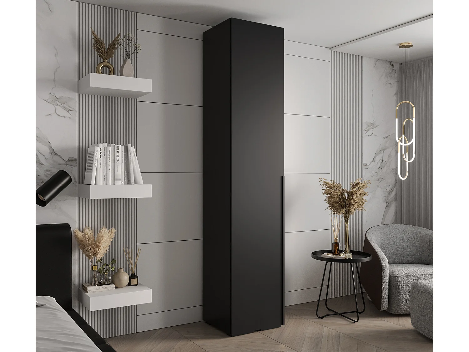 Inova 1 armoire à portes battantes 236,7/50/47 1 porte (Nero/Nero)