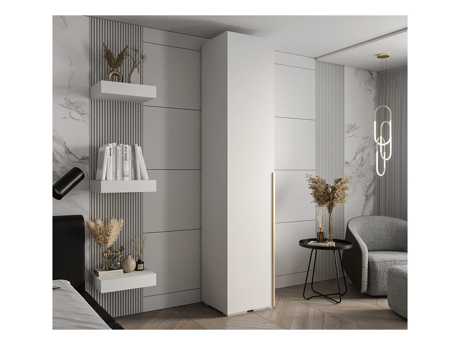 SCHWEBETÜRENSCHRANK INOVA 1 236,7/50/47 (Weiß/Golden)