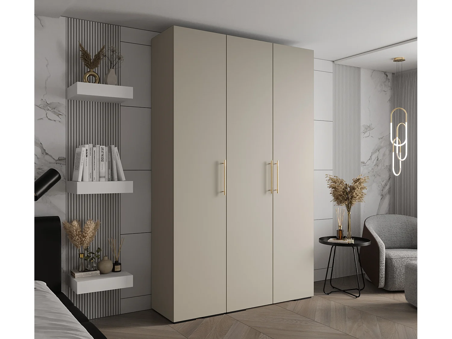 SCHWEBETÜRENSCHRANK INOVA 3 236,7/150/47 (Grau/Golden)