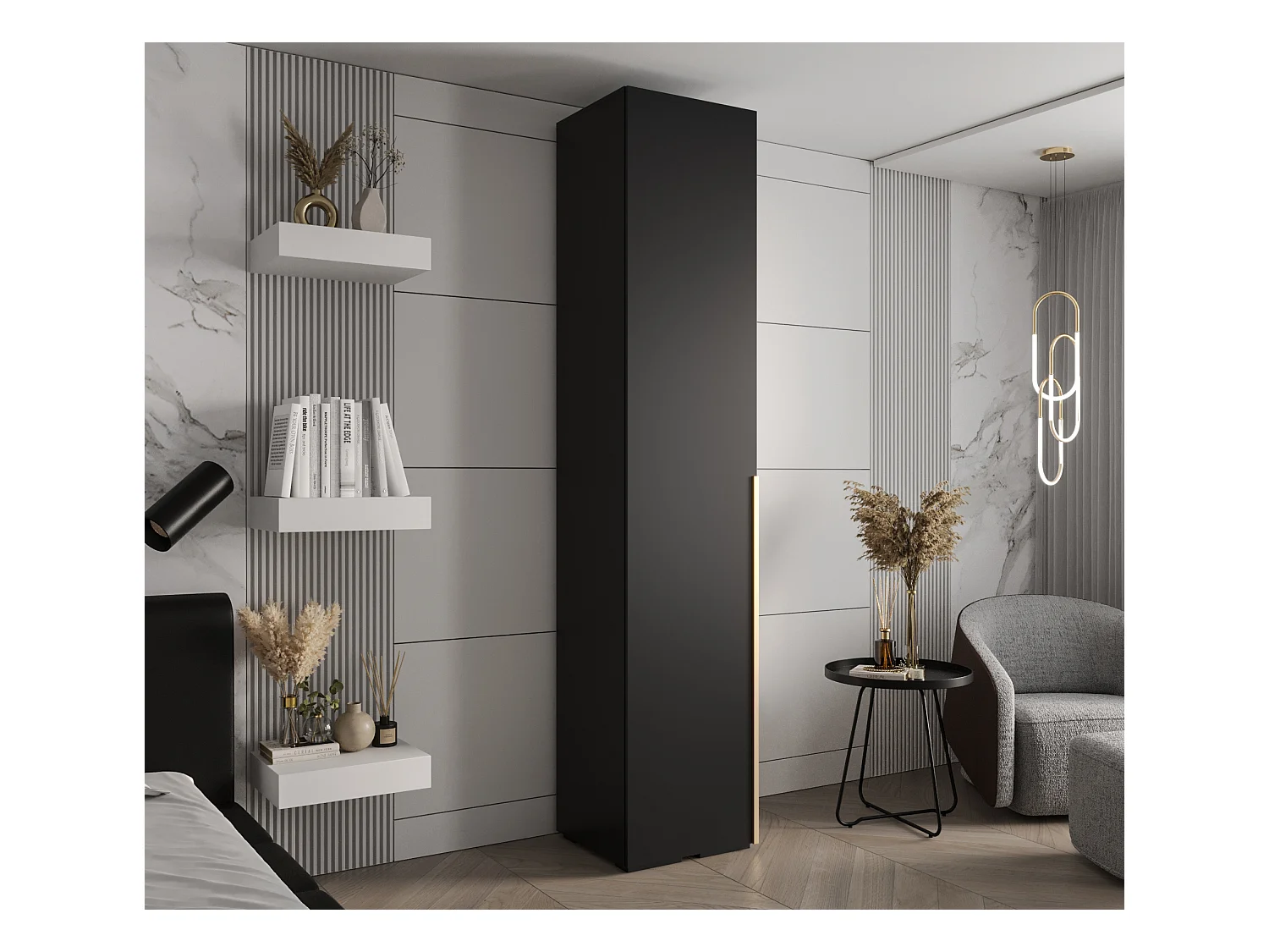 SCHWEBETÜRENSCHRANK INOVA 1 236,7/50/47 (Schwarz/Golden)