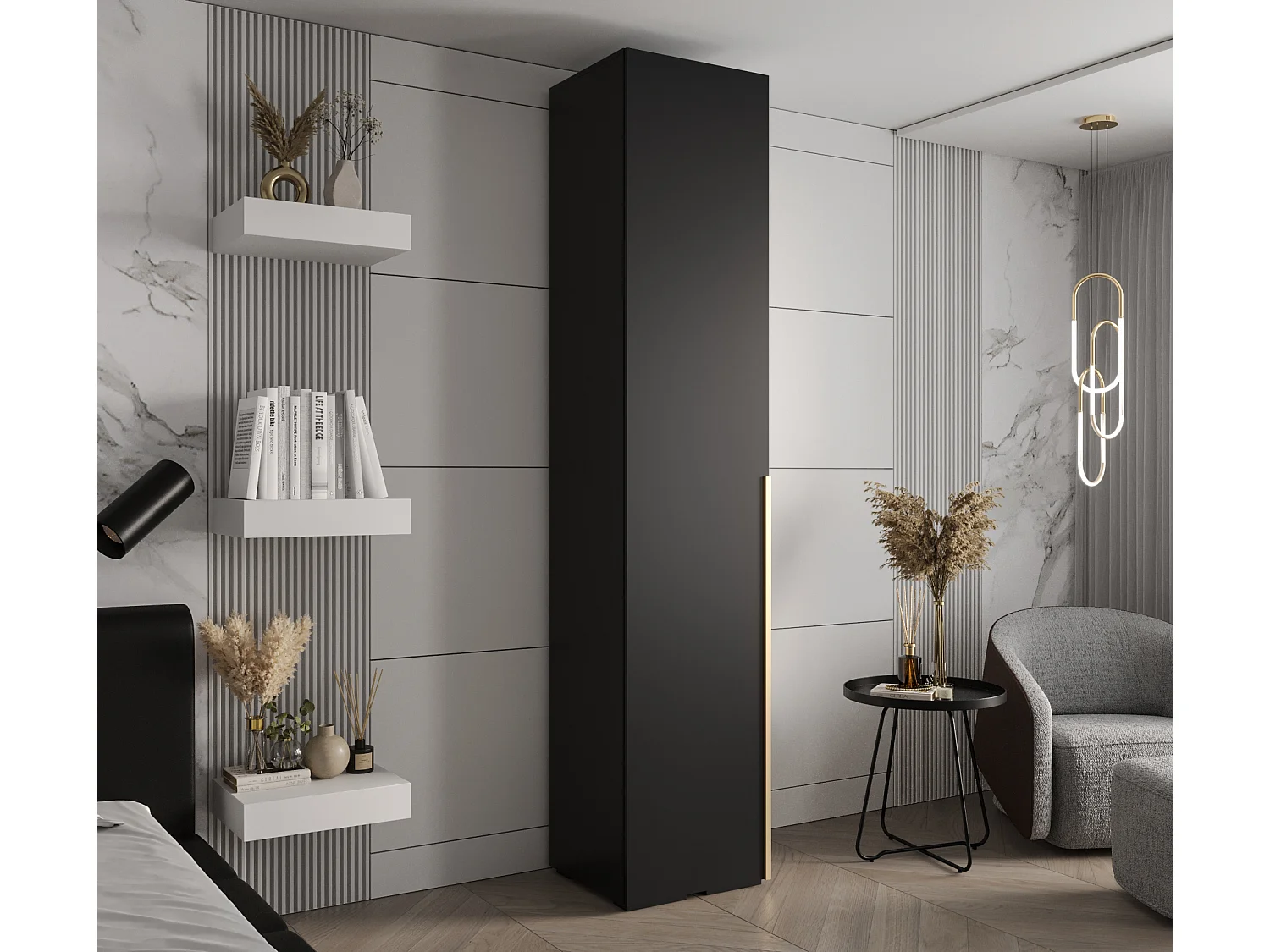 Inova 1 armoire à portes battantes 236,7/50/47 1 porte (Nero/doré)