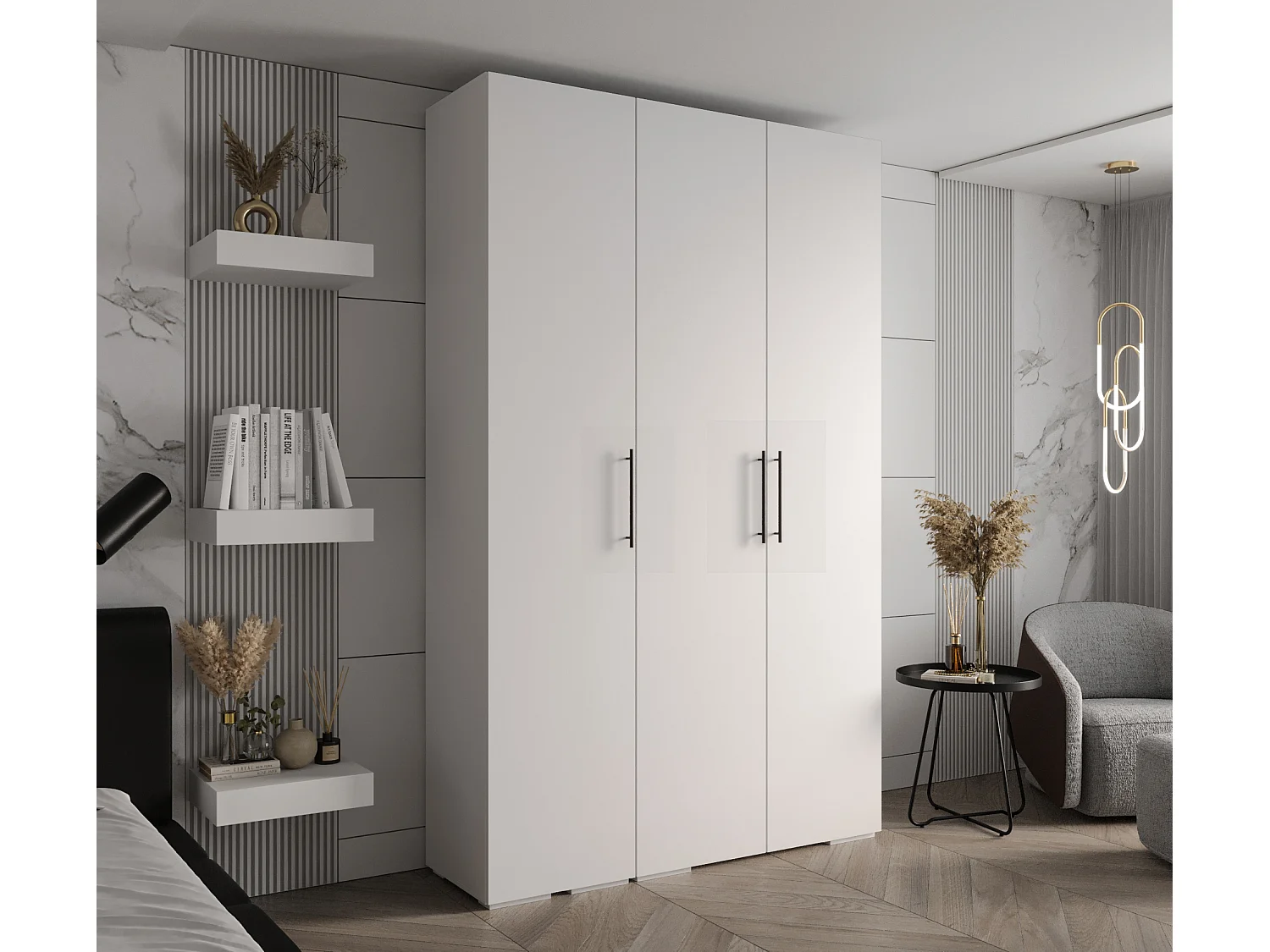 Armadio Inova 3 a ante battenti 236,7/150/47 3 porte (Bianco/Nero)