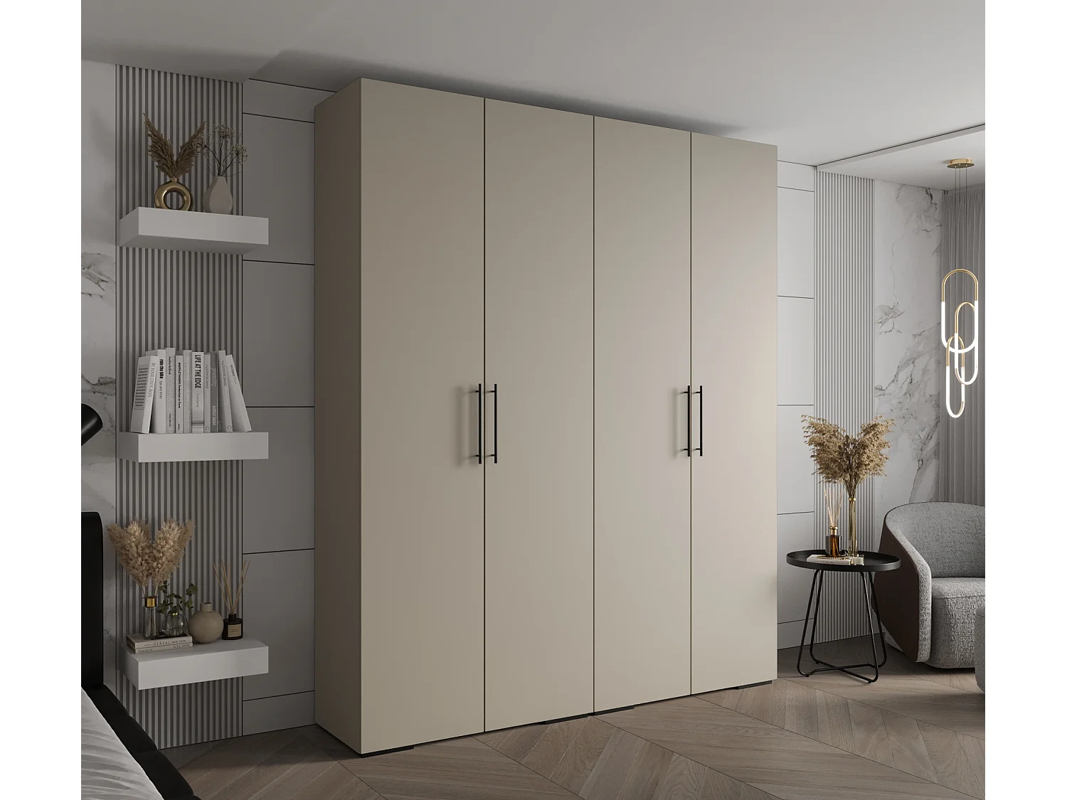 Armadio Inova 3 a ante battenti 236,7/200/47 4 porte (Grigio/Nero)