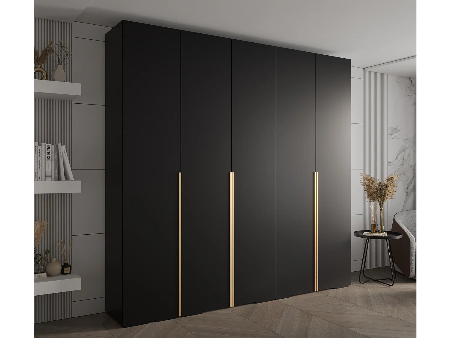 SCHWEBETÜRENSCHRANK INOVA 1 236,7/250/47 (Schwarz/Golden)