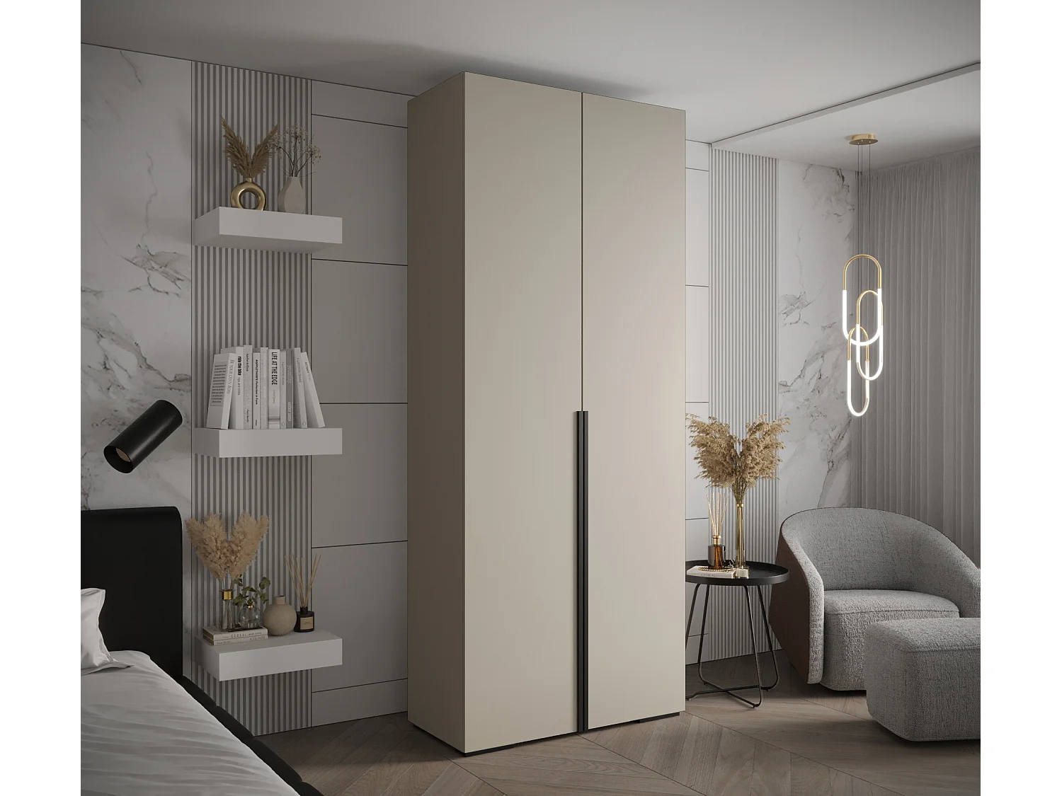 Inova 1 armoire à portes battantes 236,7/100/47 2 porte (Grigio/Nero)