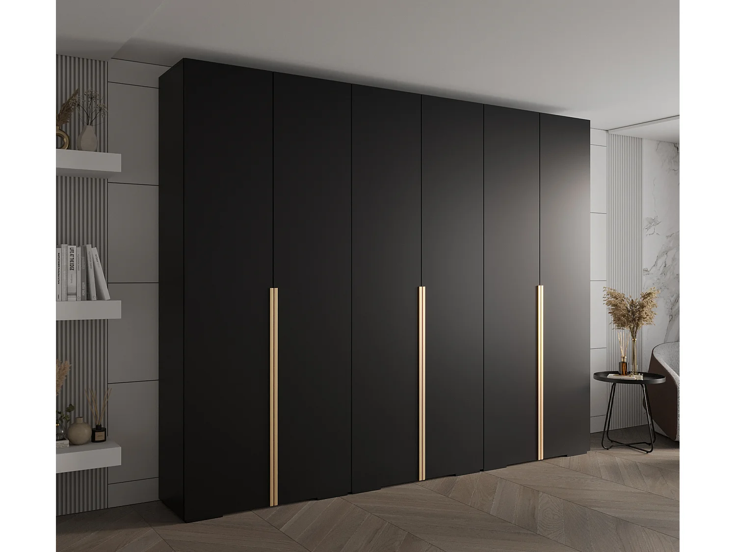 Inova 1 armoire à portes battantes 236,7/300/47 6 porte (Nero/doré)