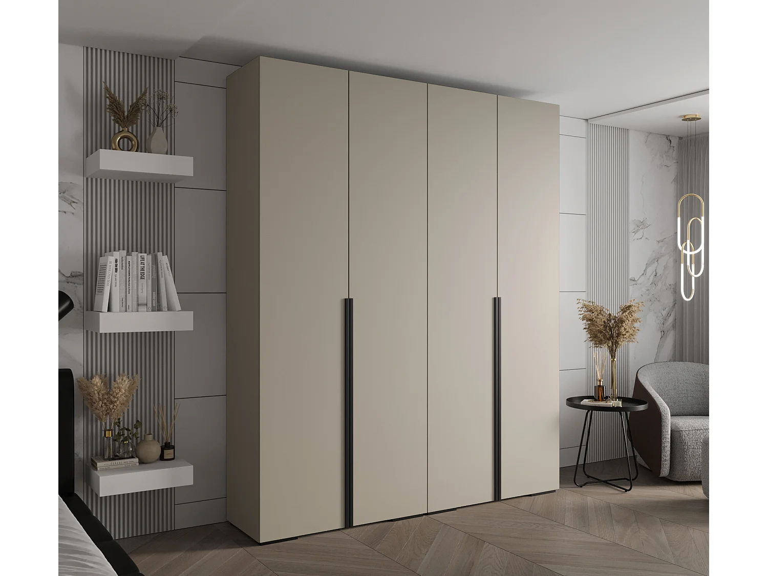 SCHWEBETÜRENSCHRANK INOVA 1 236,7/200/47 (Grau/Schwarz)