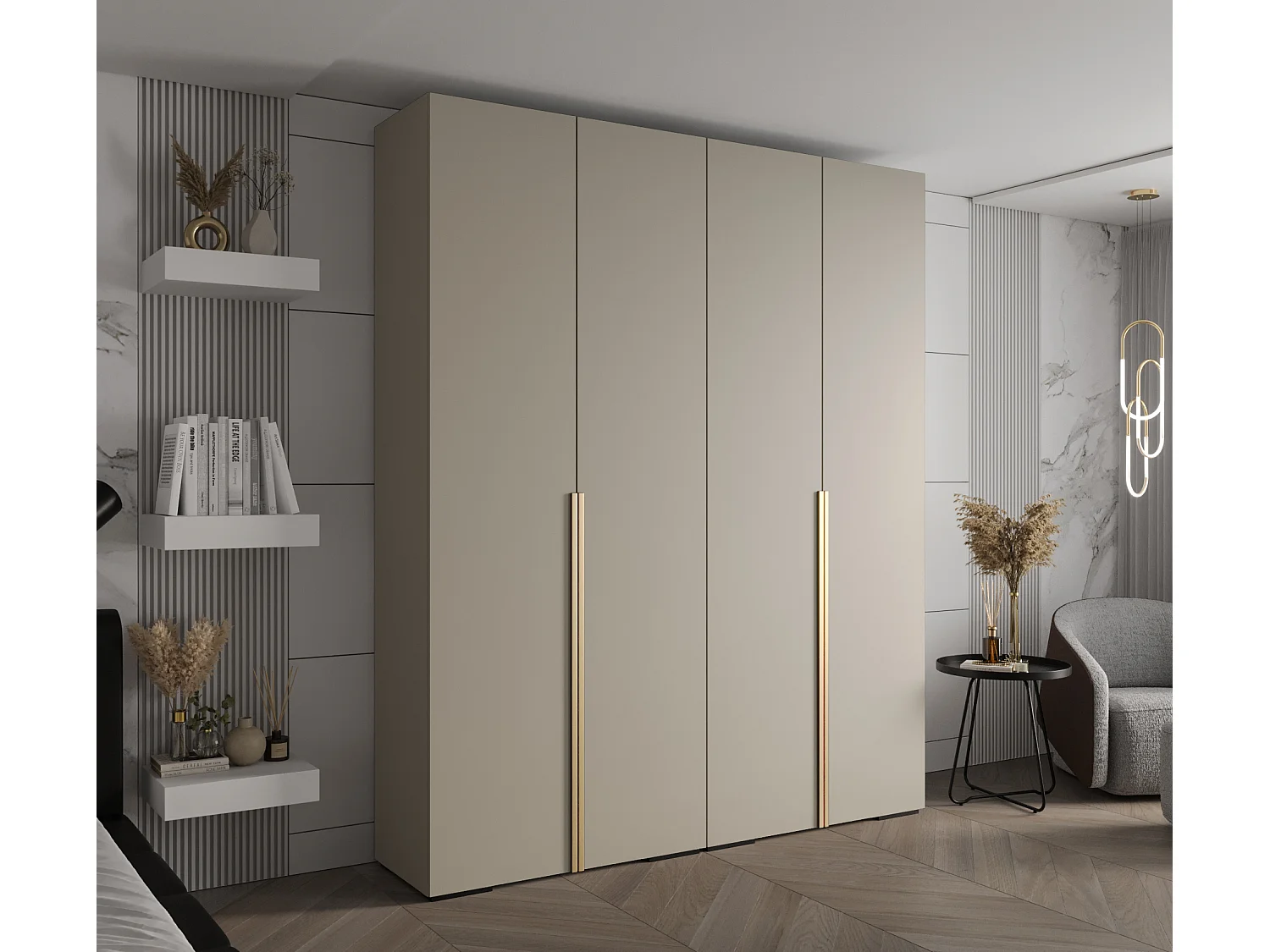 SCHWEBETÜRENSCHRANK INOVA 1 236,7/200/47 (Grau/Golden)