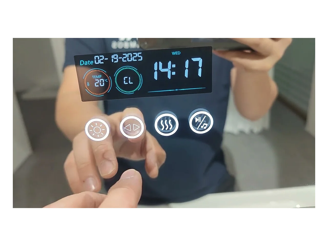 Badkamerspiegel 120x60cm LED verstelbaar + anti-condens + Bluetooth 5.2 + Klok + 3 kleuren 4 knoppen