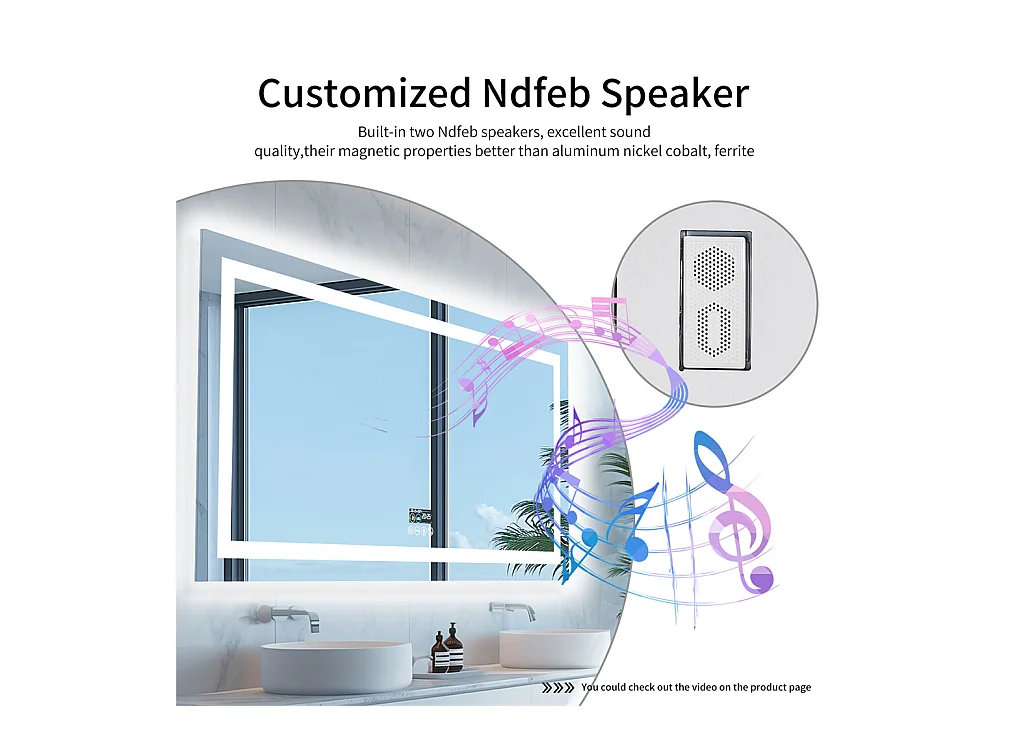 Badkamerspiegel 120x60cm LED verstelbaar + anti-condens + Bluetooth 5.2 + Klok + 3 kleuren 4 knoppen