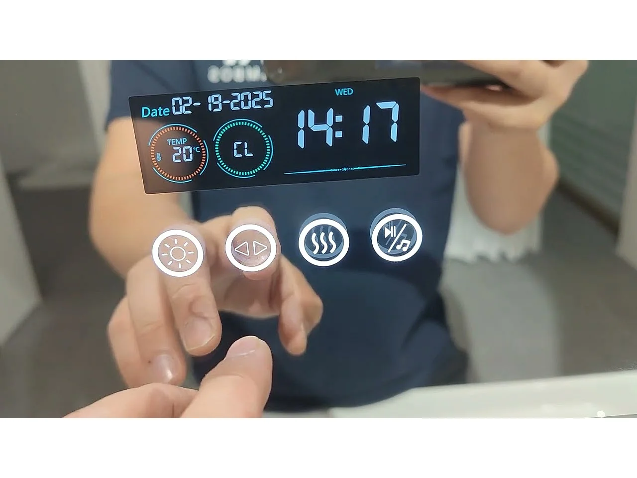 Miroir salle de bain 120x60cm LED réglable+antibuée+Bluetooth 5.2 +Horloge+3 couleurs 4 boutons