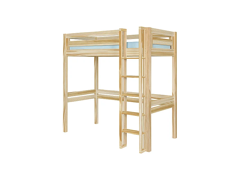 Lit mezzanine 2 places 120x190 cm bois massif bois naturel DORSÉ