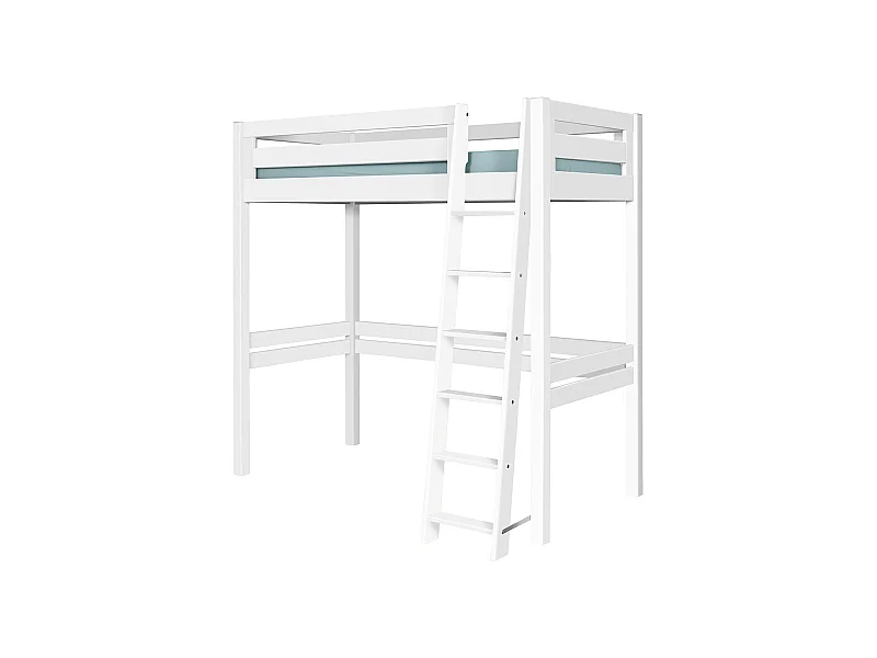 Pack lit mezzanine 2 places avec matelas 120x190 cm bois massif blanc ORSAI