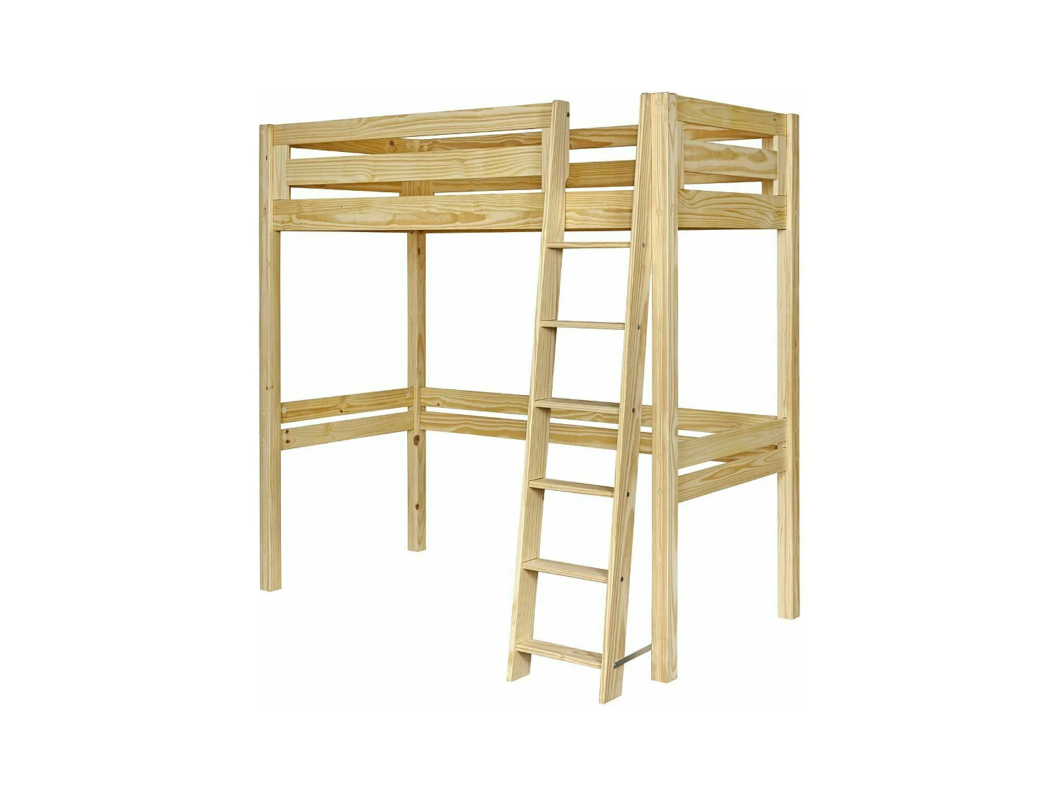 Lit mezzanine 1 place 90x190 cm bois massif bois naturel ORSAI