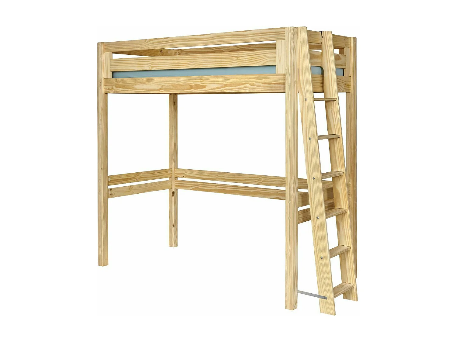 Lit mezzanine 2 places 140x190 cm bois massif bois naturel ORSAI