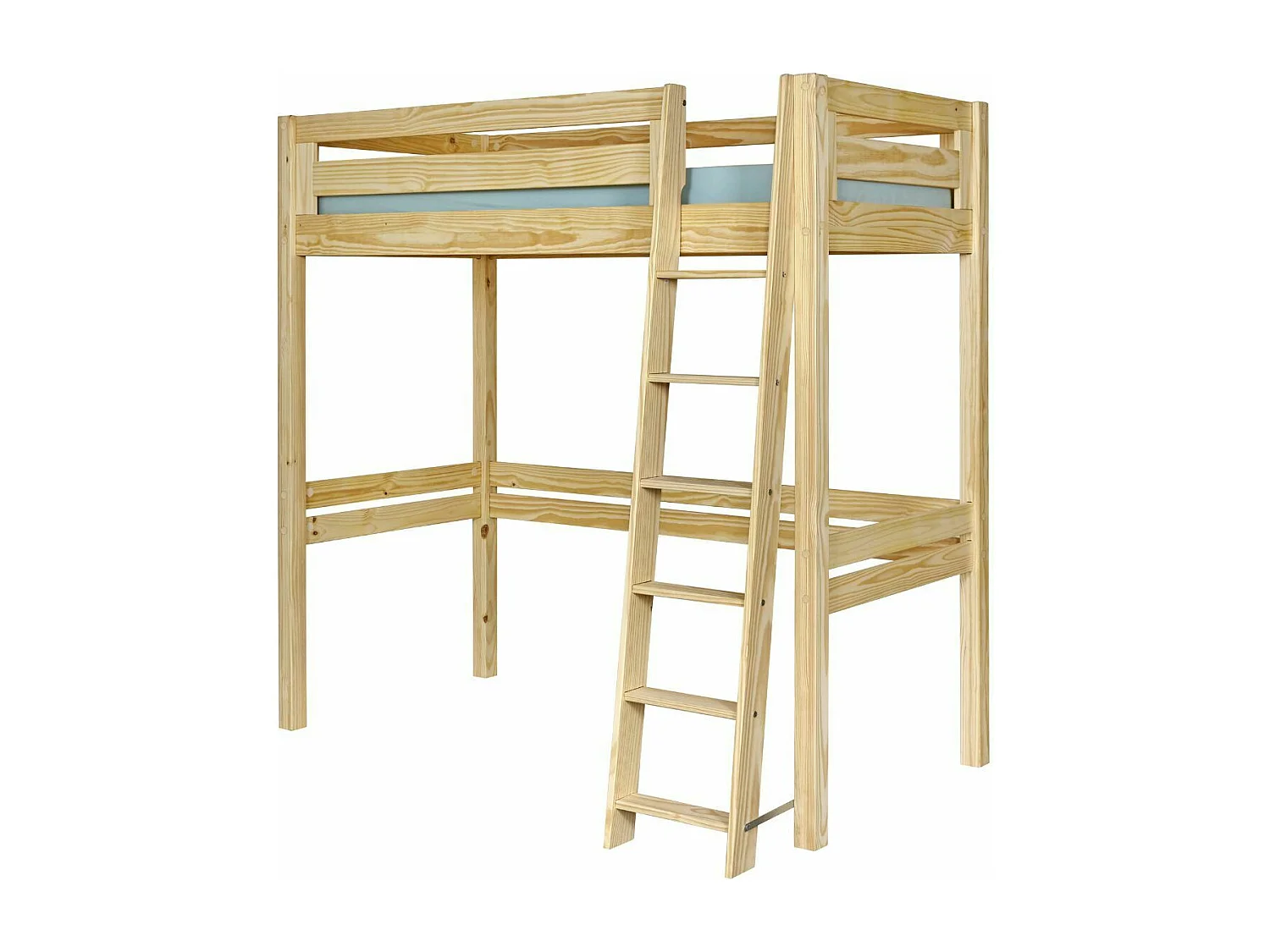 Lit mezzanine 2 places 140x190 cm bois massif bois naturel ORSAI