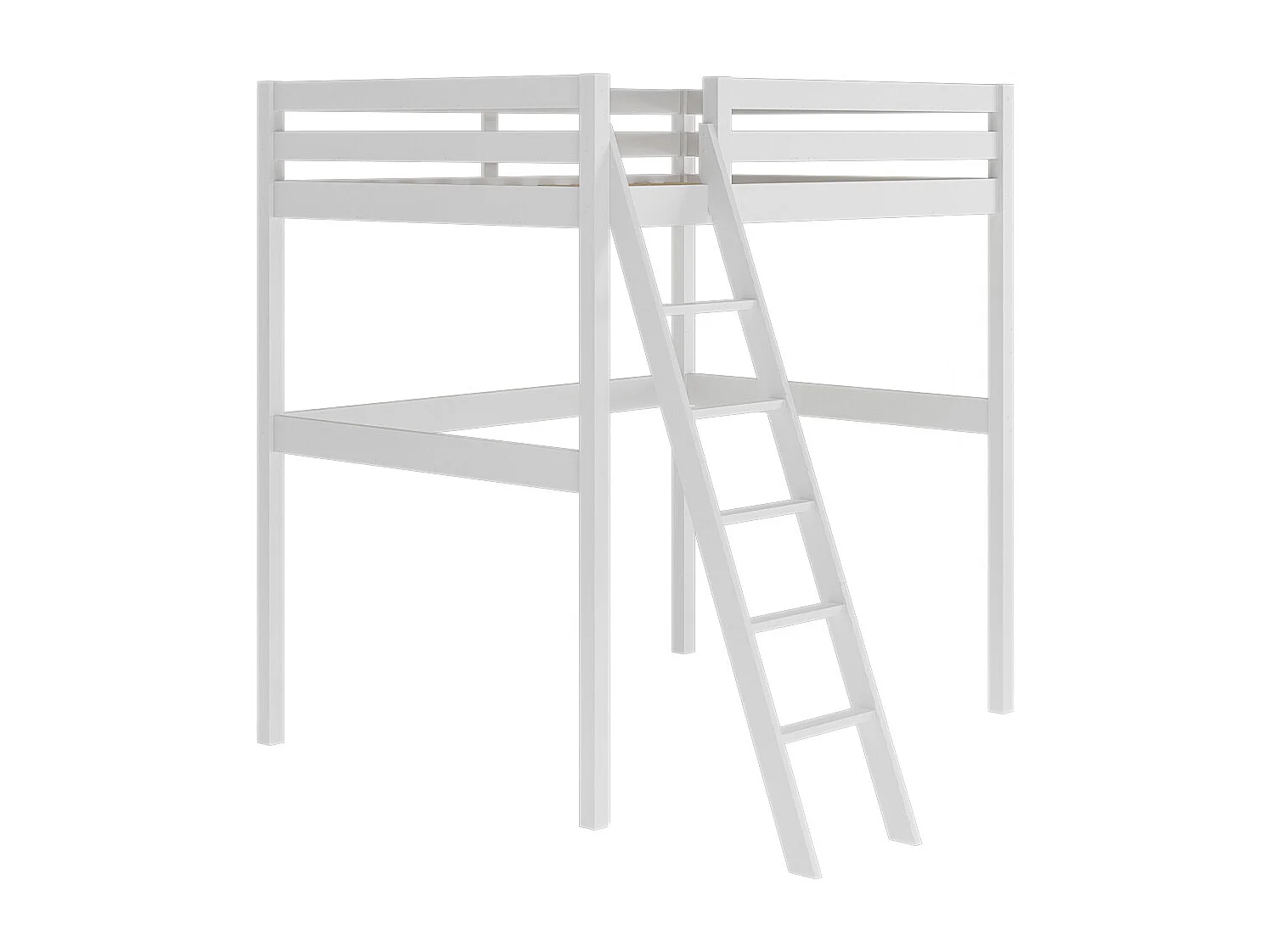 Lit mezzanine 2 places 140x190 cm bois massif blanc AARON