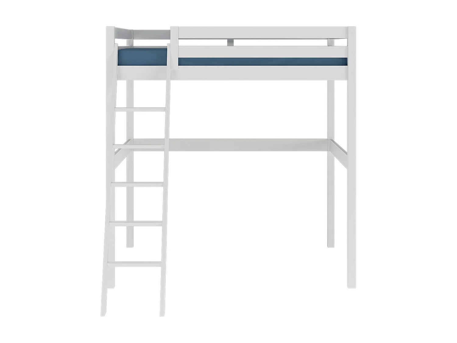 Lit mezzanine 2 places 140x190 cm bois massif blanc AARON