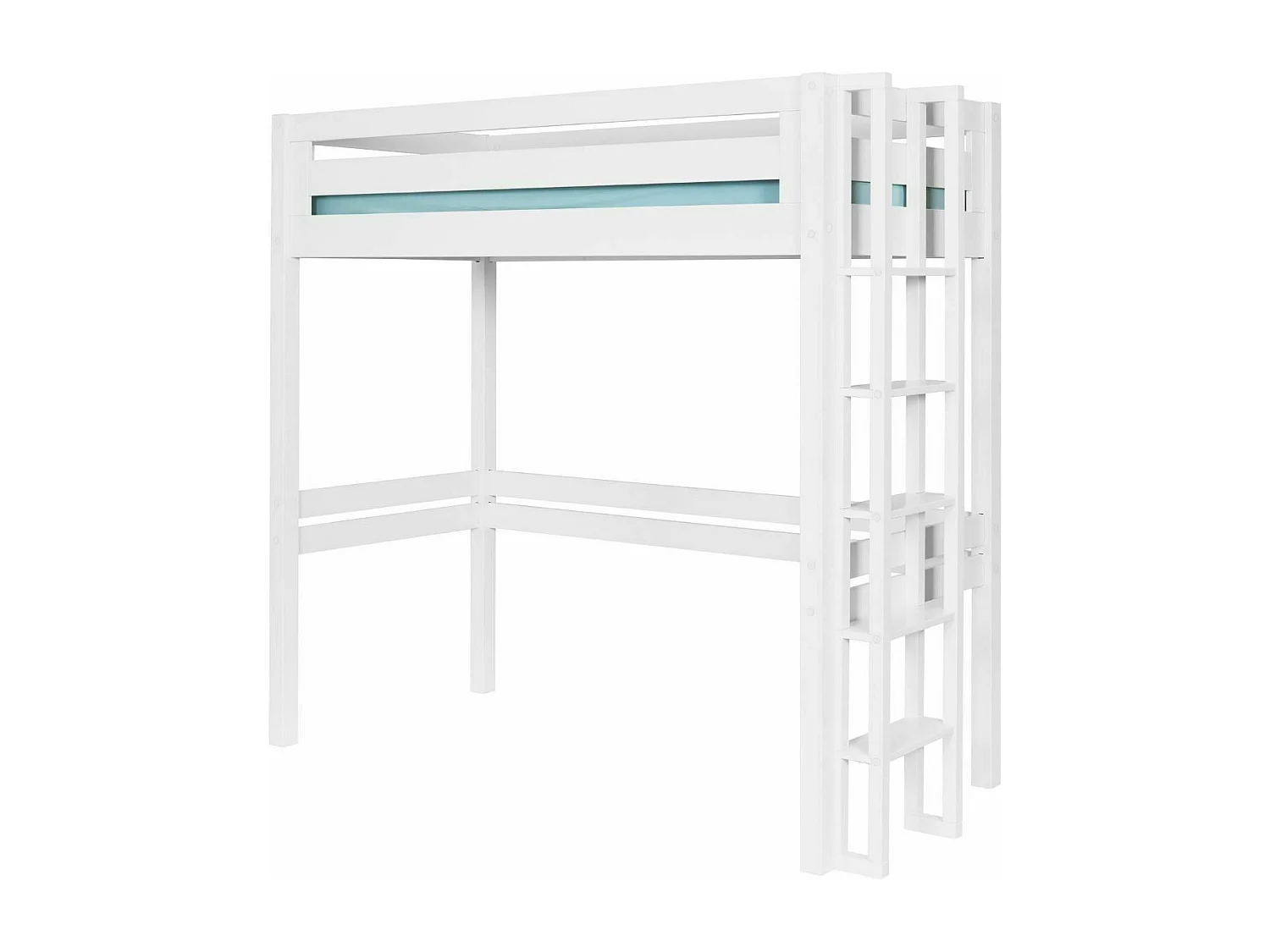 Pack lit mezzanine 1 place avec matelas 90x190 cm bois massif blanc DORSÉ