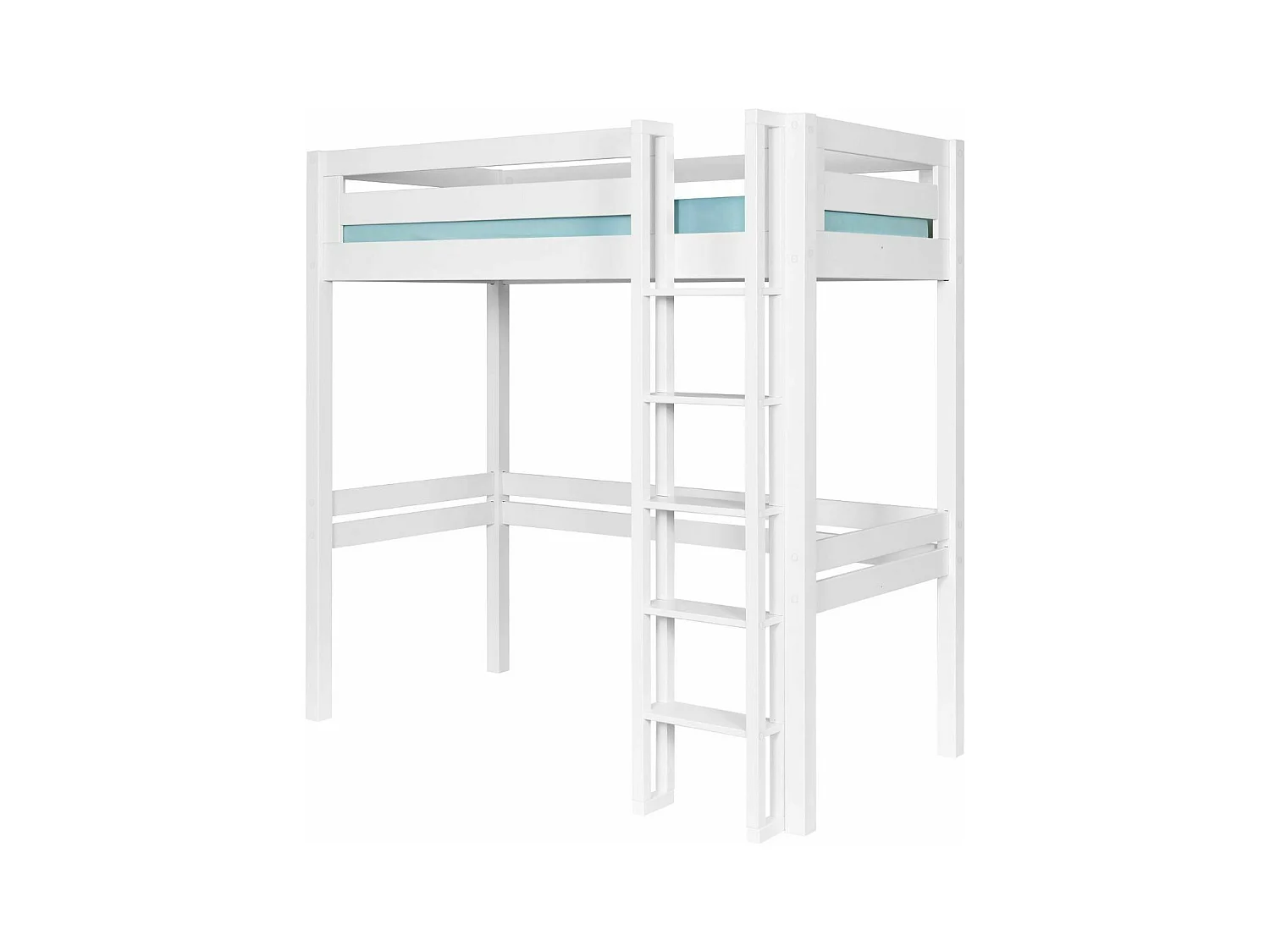 Pack lit mezzanine 1 place avec matelas 90x190 cm bois massif blanc DORSÉ