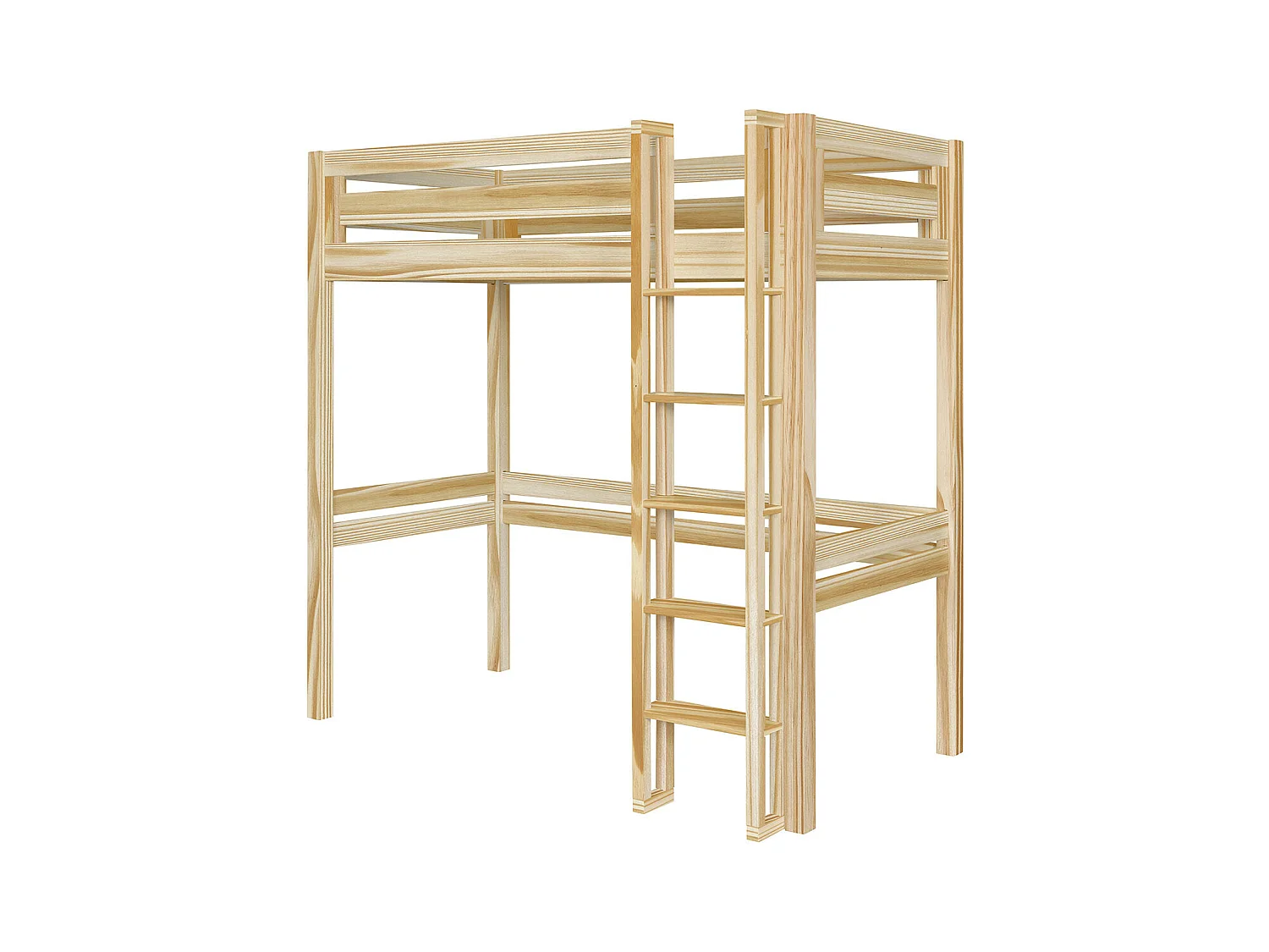Lit mezzanine 1 place 90x190 cm bois massif bois naturel DORSÉ