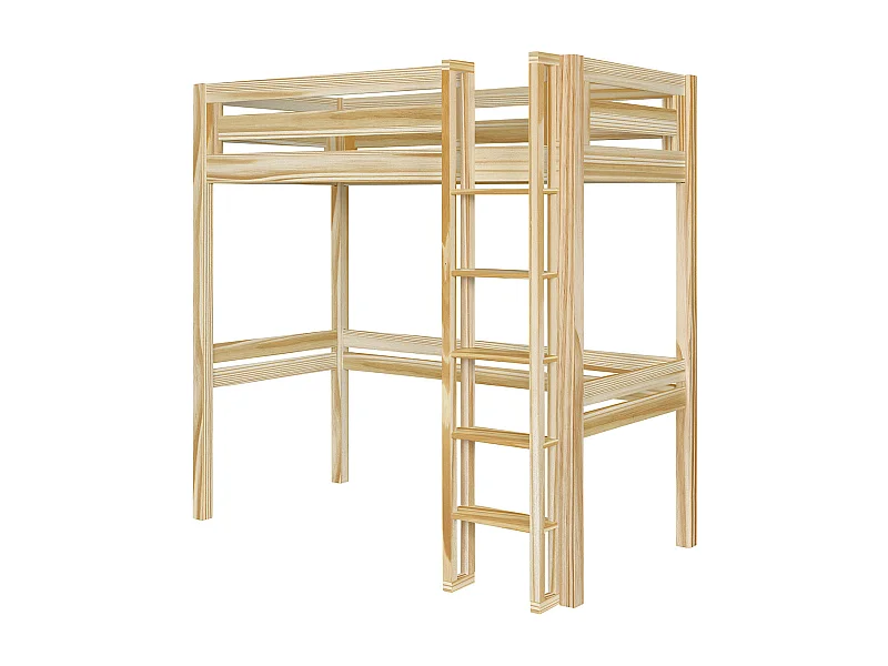 Lit mezzanine 1 place 90x190 cm bois massif bois naturel DORSÉ