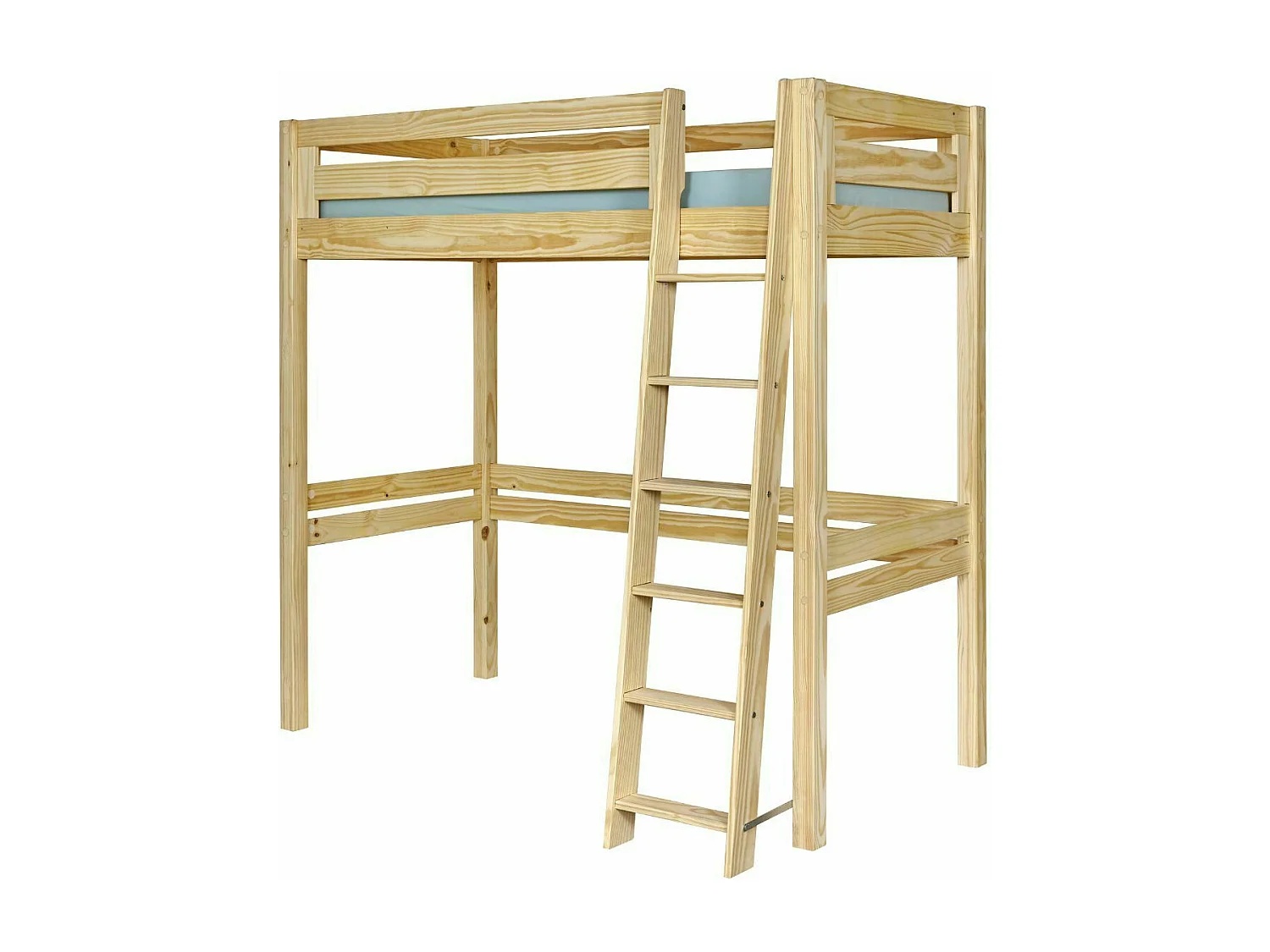 Pack lit mezzanine 2 places avec matelas 120x190 cm bois massif bois naturel ORSAI