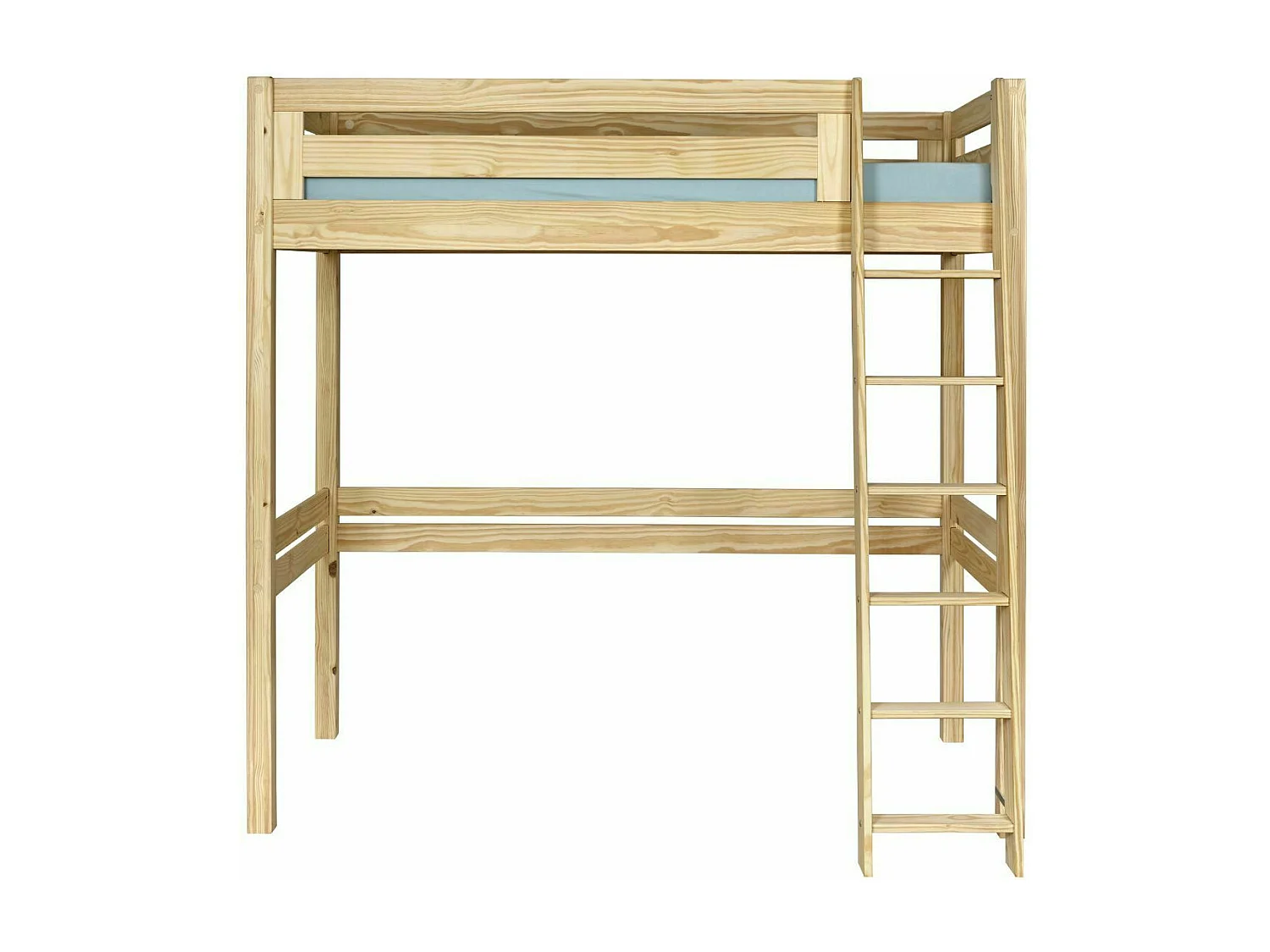 Pack lit mezzanine 2 places avec matelas 120x190 cm bois massif bois naturel ORSAI