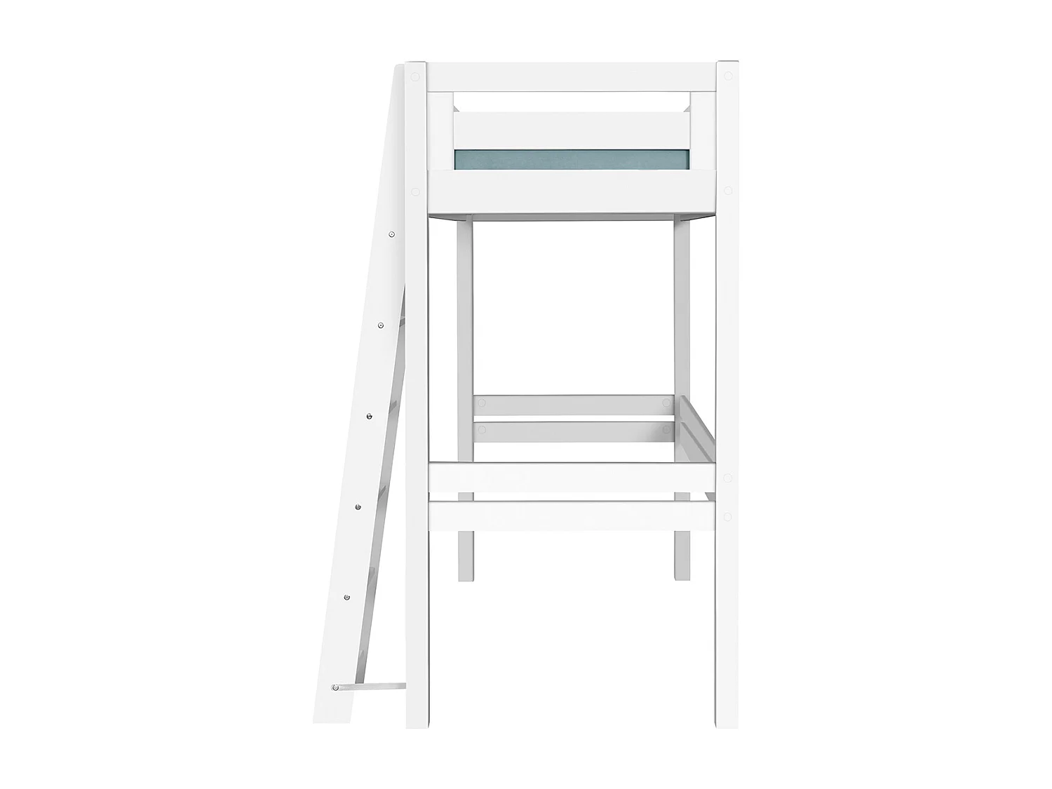 Lit mezzanine 2 places 140x190 cm bois massif blanc ORSAI