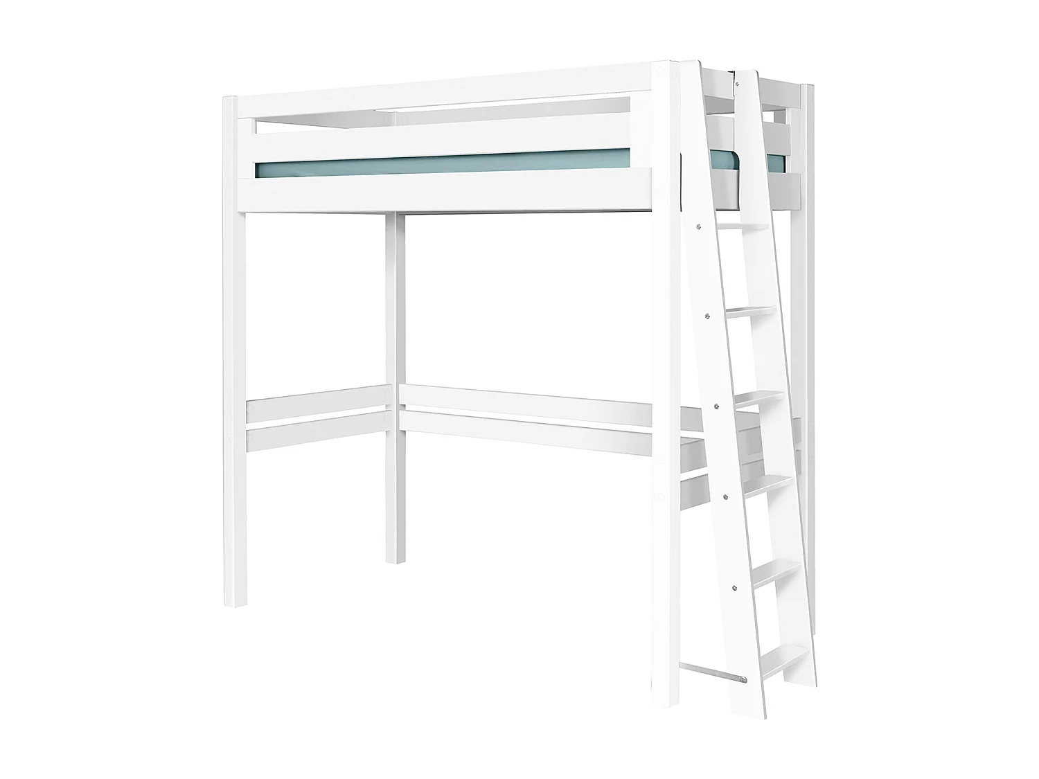 Lit mezzanine 2 places 140x190 cm bois massif blanc ORSAI