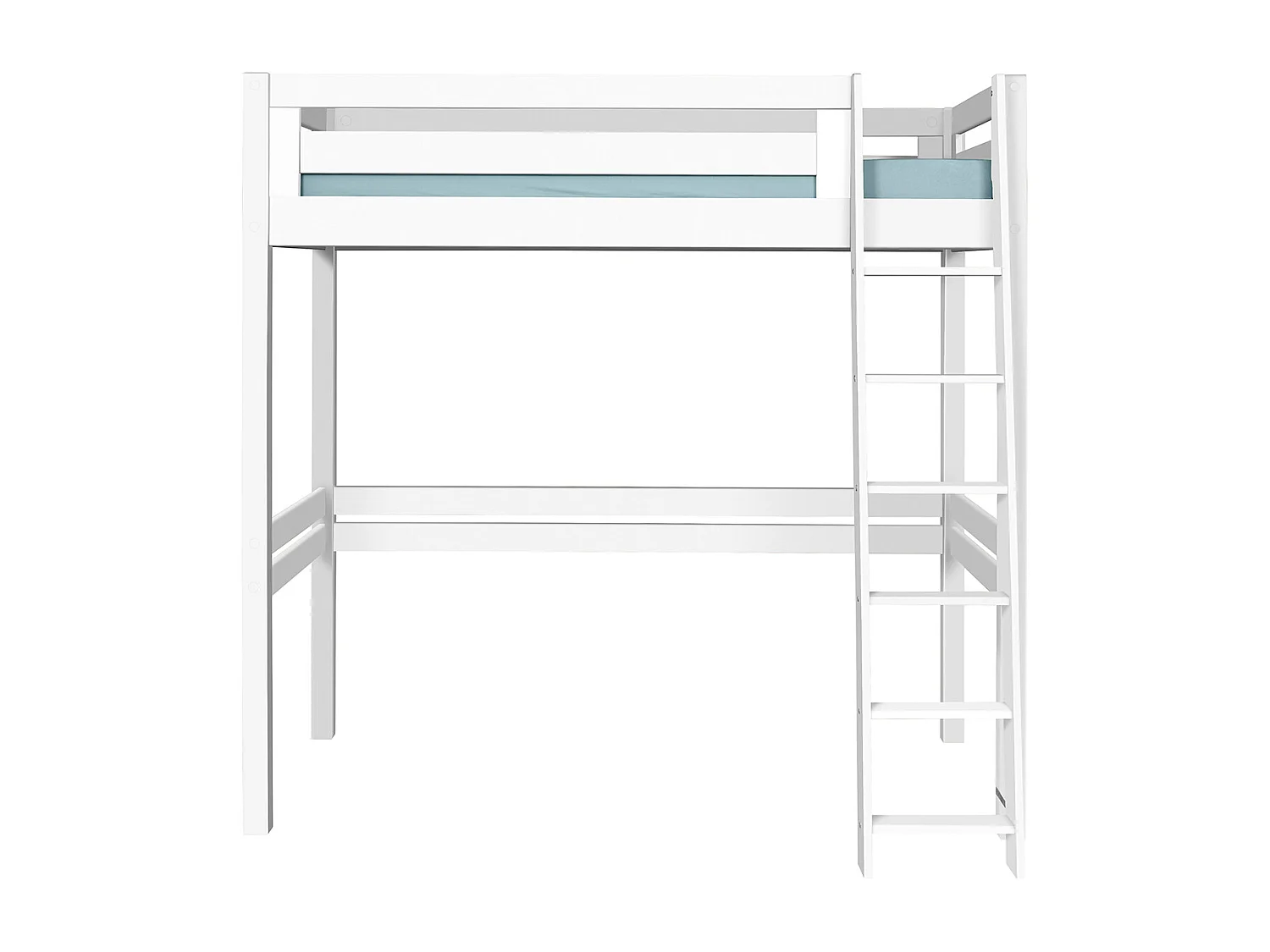 Lit mezzanine 2 places 140x190 cm bois massif blanc ORSAI