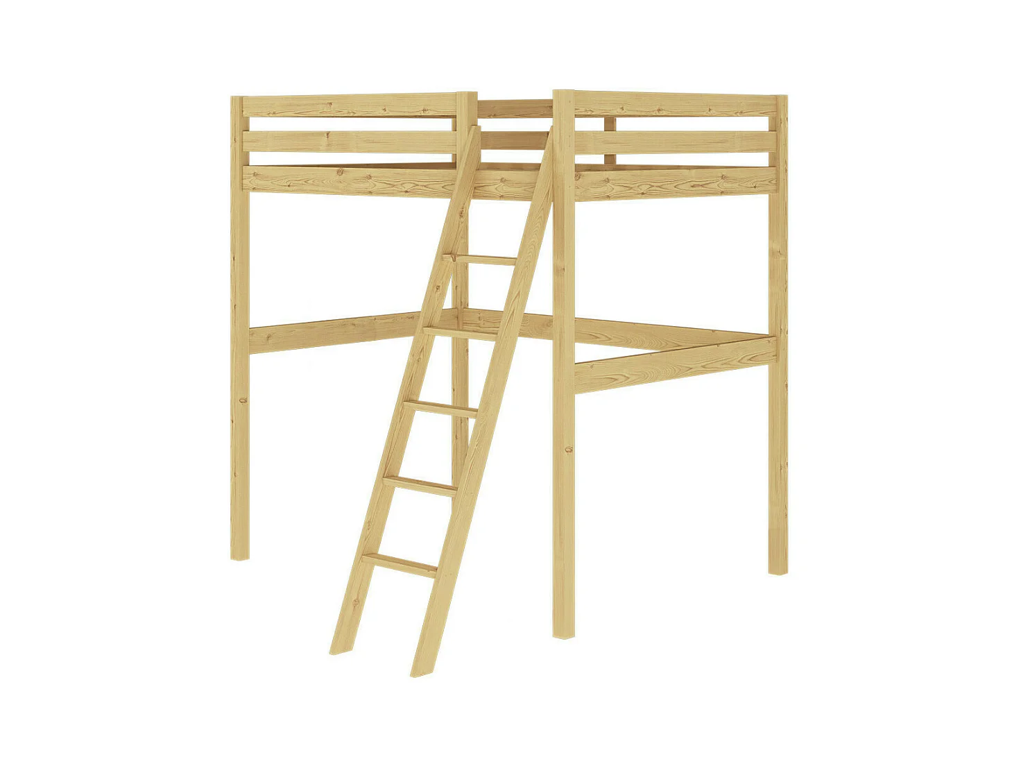 Lit mezzanine 2 places 140x190 cm bois massif bois AARON