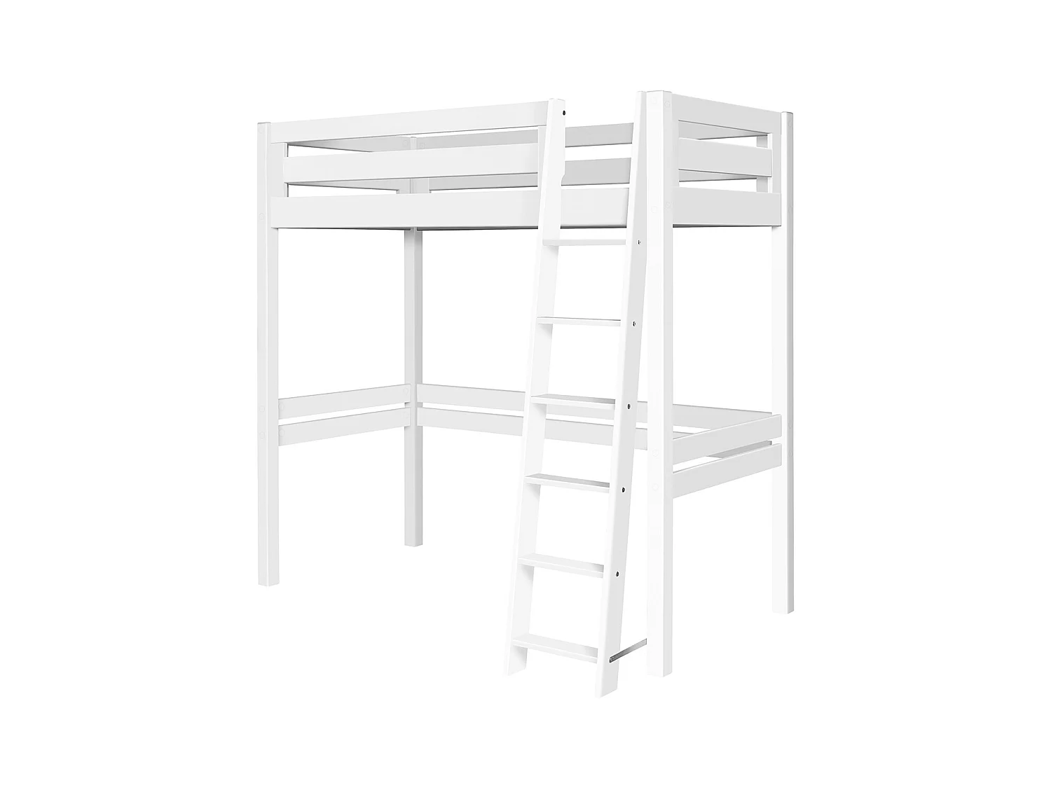 Lit mezzanine 1 place 90x190 cm bois massif blanc ORSAI