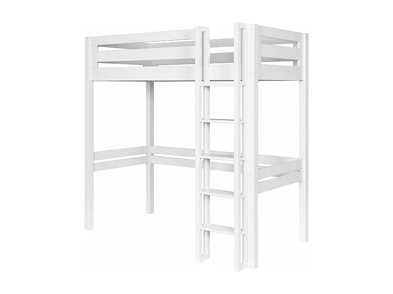 Lit mezzanine 1 place 90x190 cm bois massif blanc DORSÉ