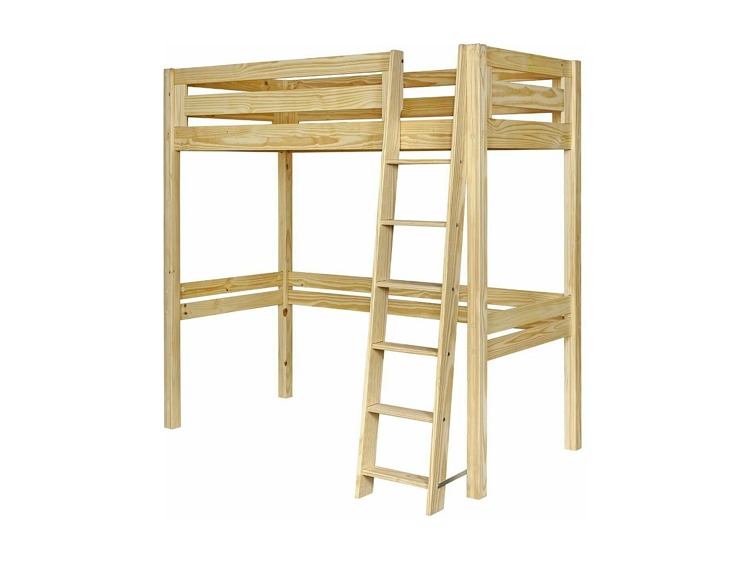 Pack lit mezzanine 2 places avec matelas 140x190 cm bois massif bois naturel ORSAI