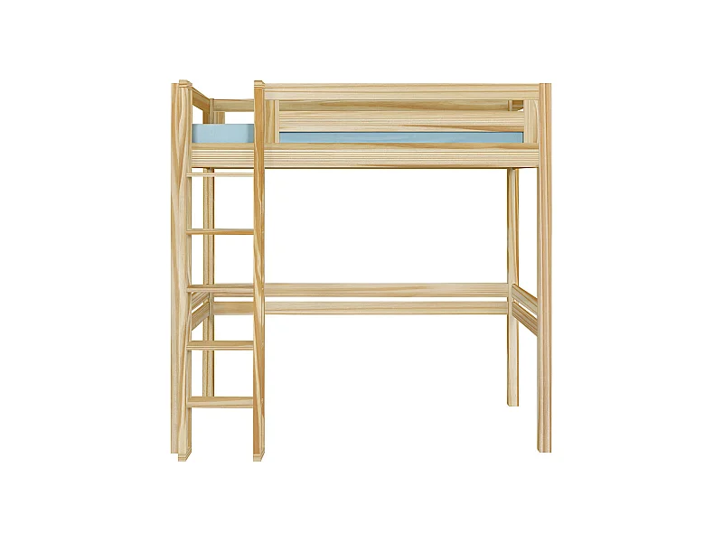 Pack Lit mezzanine 2 places avec matelas 120x190 cm bois massif bois naturel DORSÉ