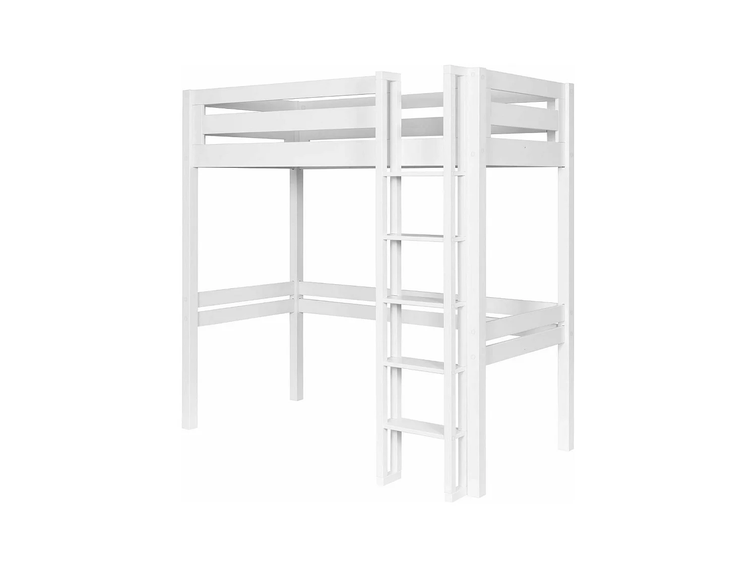 Lit mezzanine 2 places 120x190 cm bois massif blanc DORSÉ