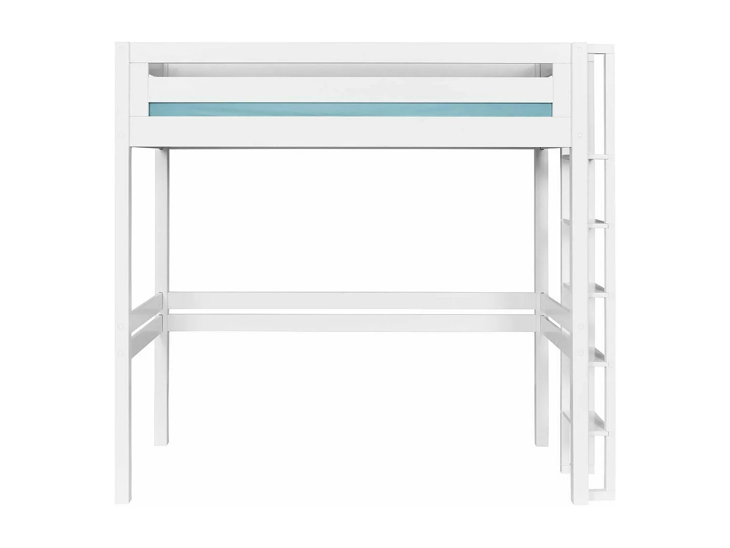 Lit mezzanine 2 places 120x190 cm bois massif blanc DORSÉ