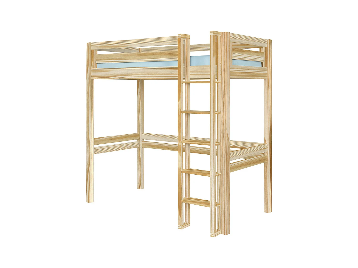 Pack lit mezzanine 1 place avec matelas 90x190 cm bois massif bois naturel DORSÉ